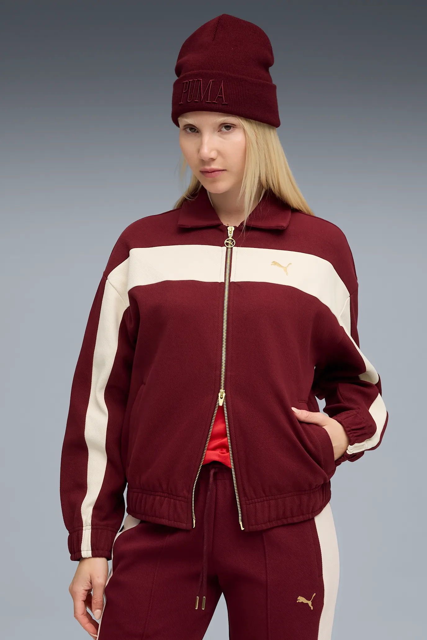 Женская бордовая спортивная кофта T7 Relaxed Track Jacket Women