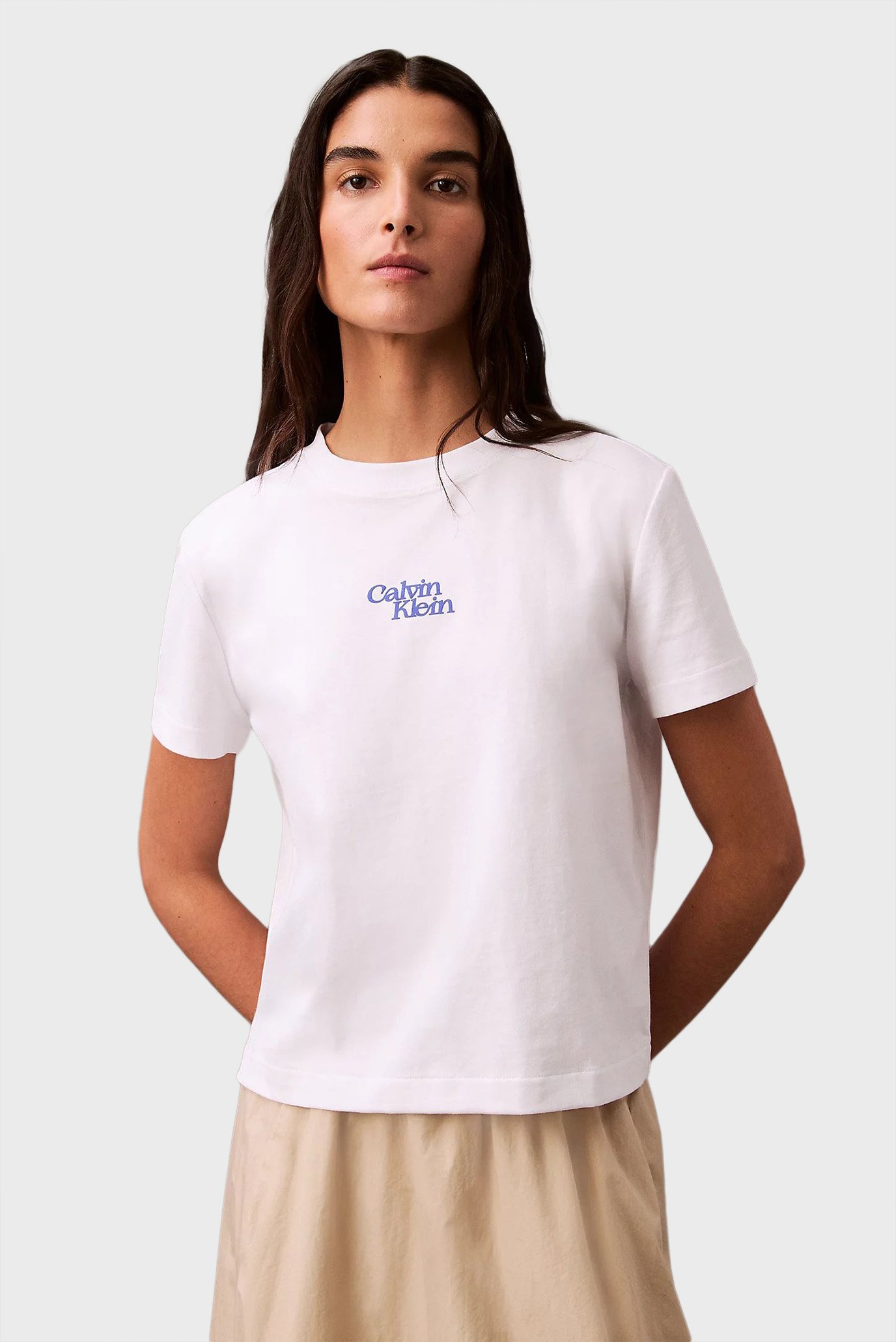 Женская белая футболка FLOCKED LOGO Белый XXS Calvin Klein Jeans LV047B851G Женская белая футболка FLOCKED LOGO Белый XXS Calvin Klein Jeans LV047B851G