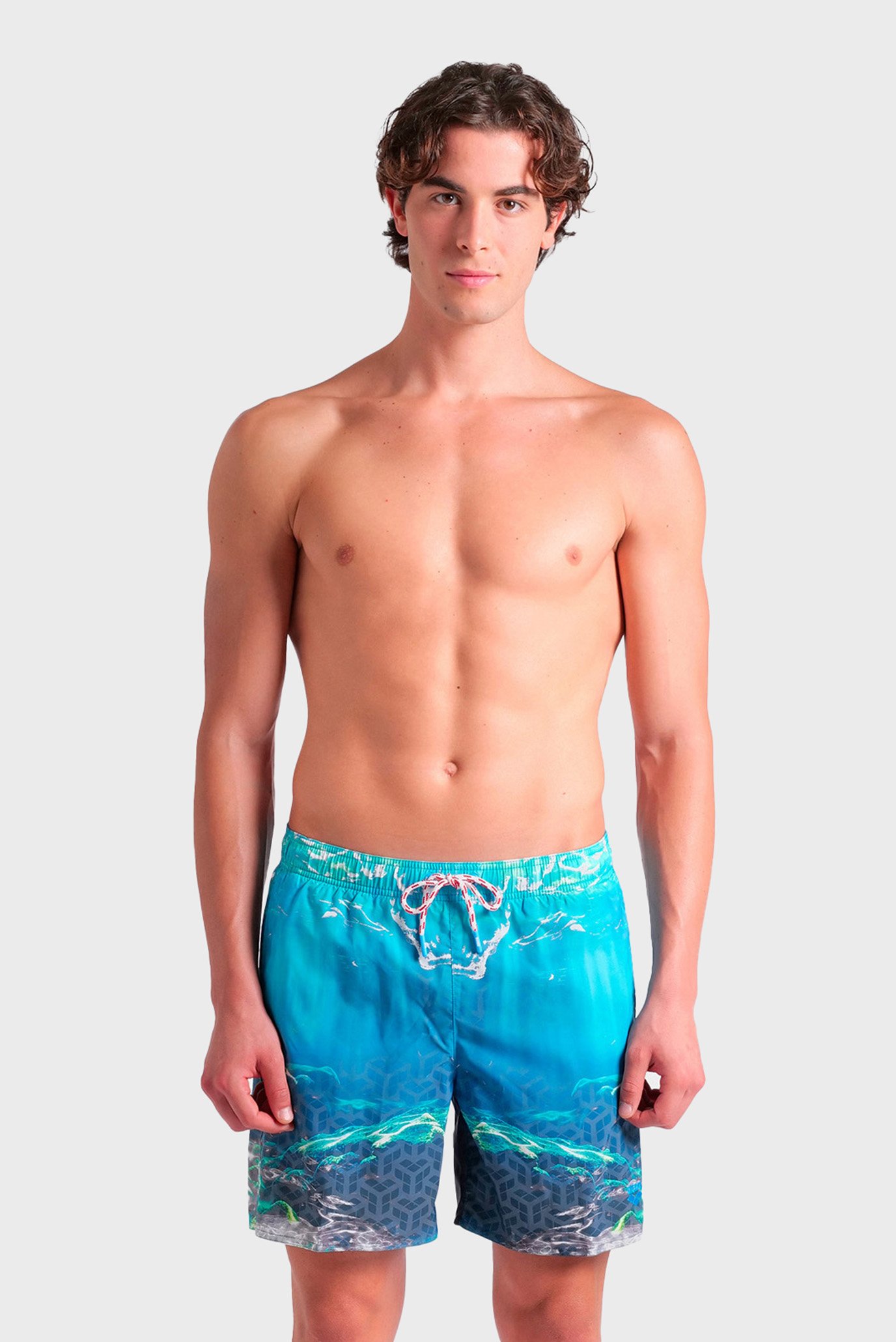 Мужские голубые плавательные шорты с узором WATER PRINTS BEACH BOXER AO 1