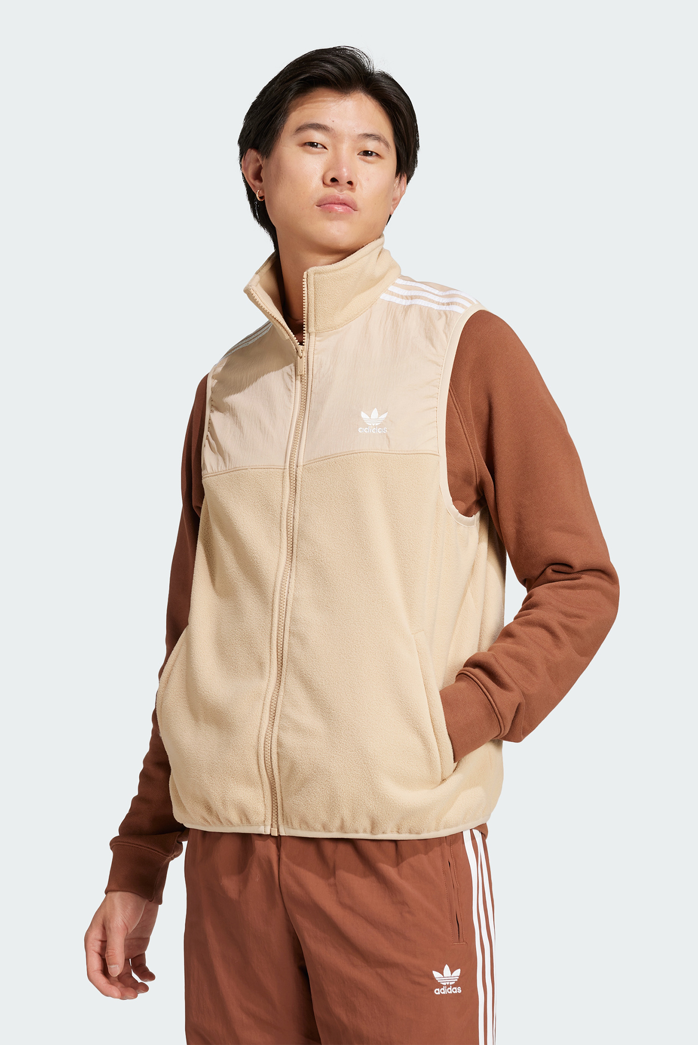 Чоловічий бежевий жилет Adicolor 3-Stripes Microfleece 1