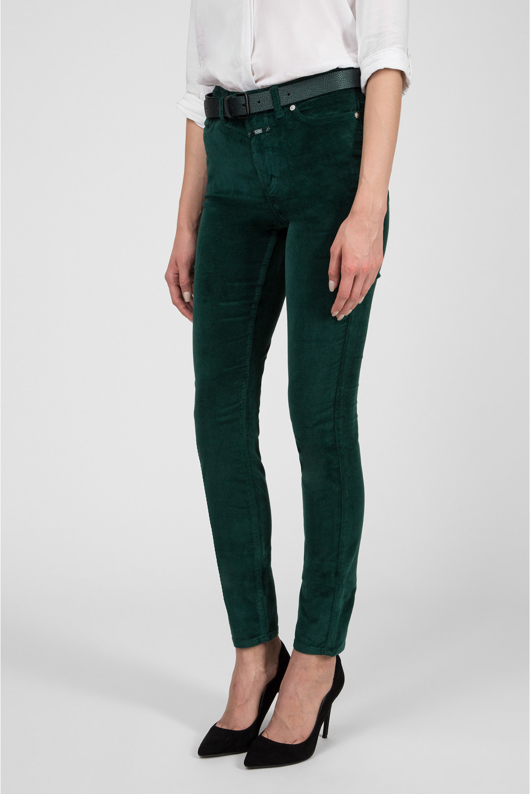 Женские зеленые велюровые брюки 1