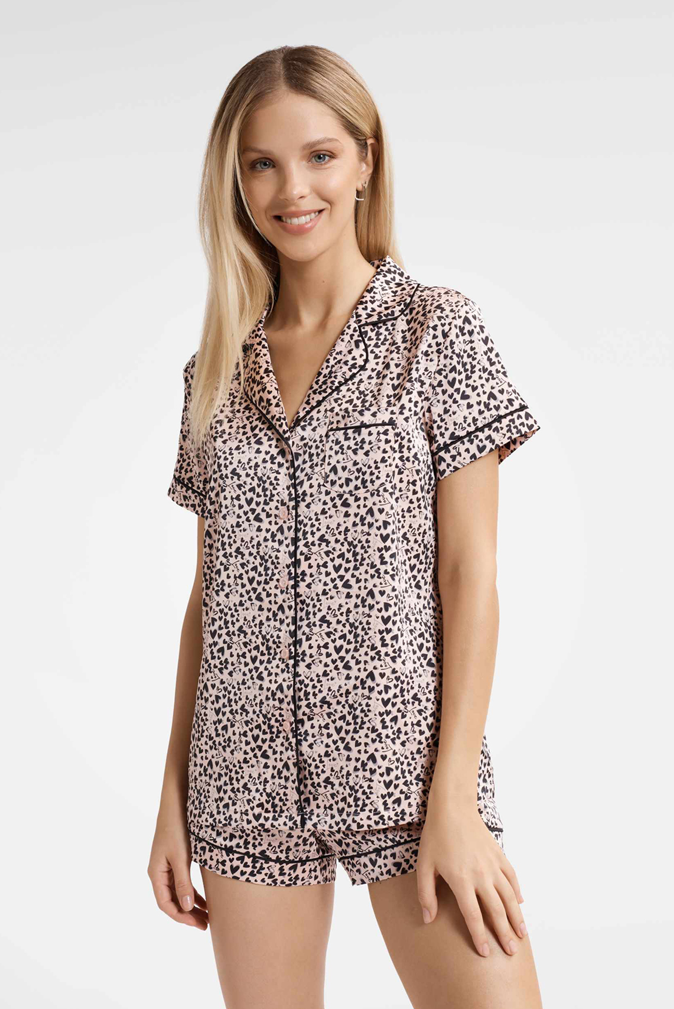 Жіноча піжама з візерунком (сорочка, шорти) CALINA 1
