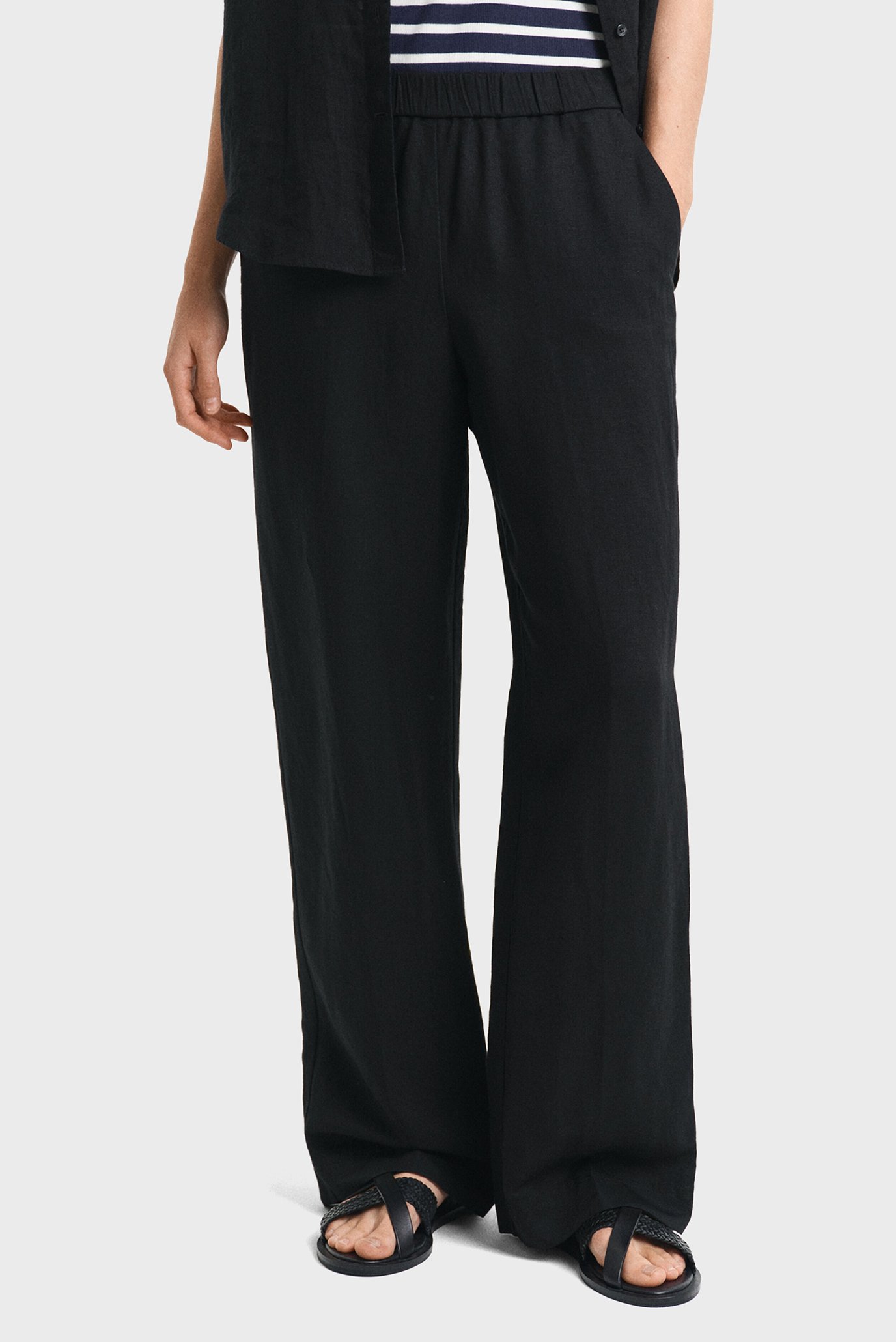 Женские черные льняные брюки REL LINEN BLEND PULL ON PANTS Черный 32 Gant 4150348 Женские черные льняные брюки REL LINEN BLEND PULL ON PANTS Черный 32 Gant 4150348