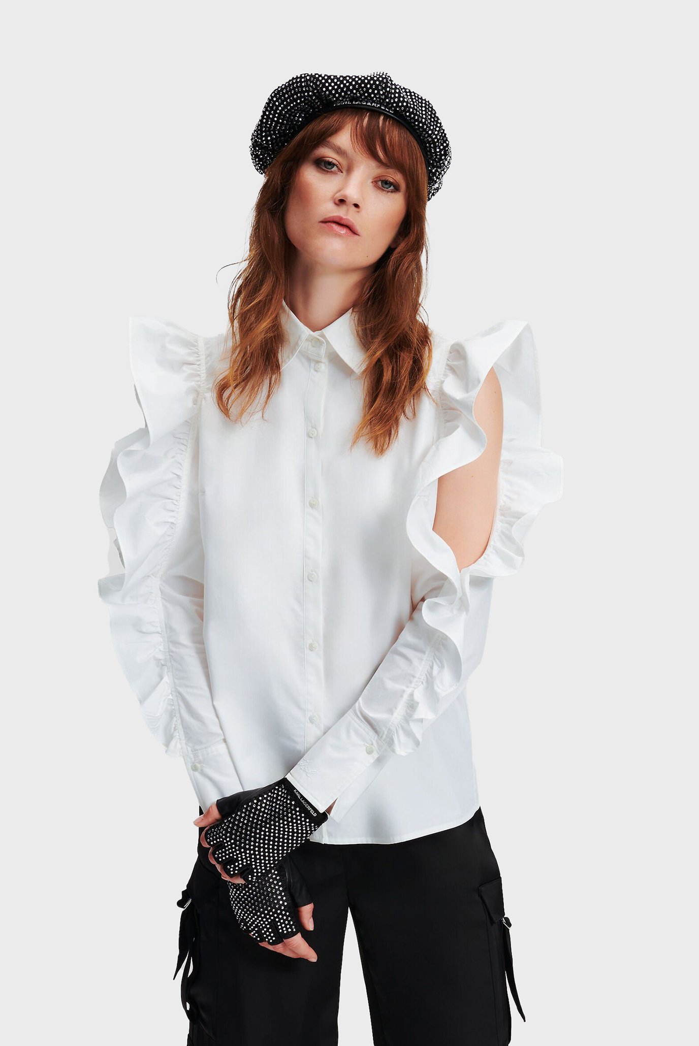 Женская белая рубашка RUFFLE SLV POPLIN 1