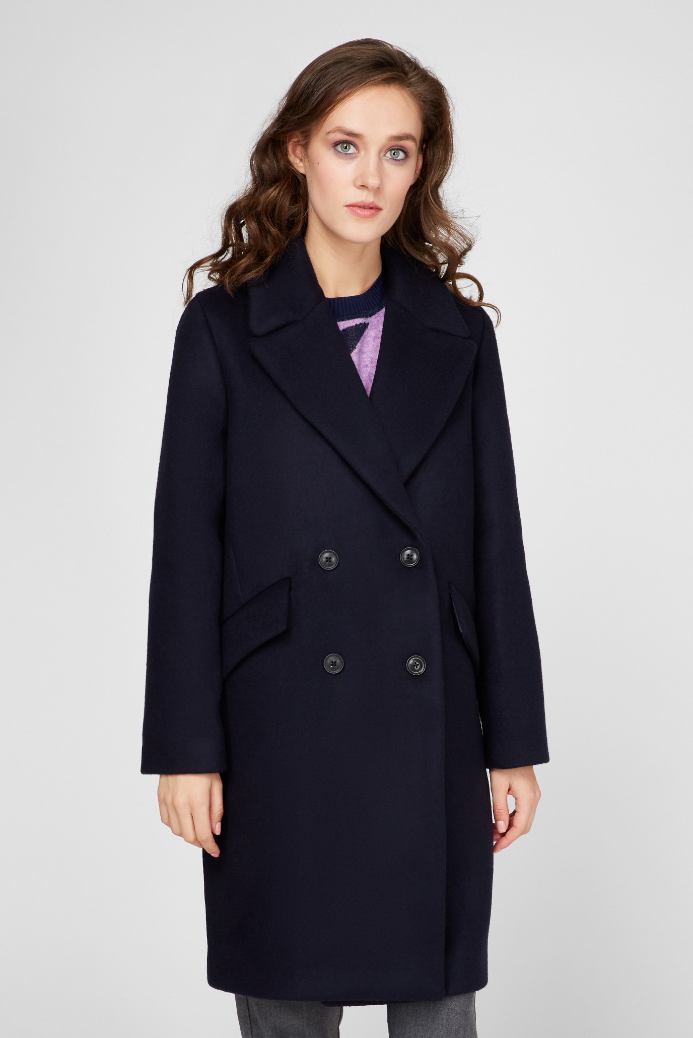 Жіноче темно-синє вовняне пальто OVERSIZED WOOL BLEND 1