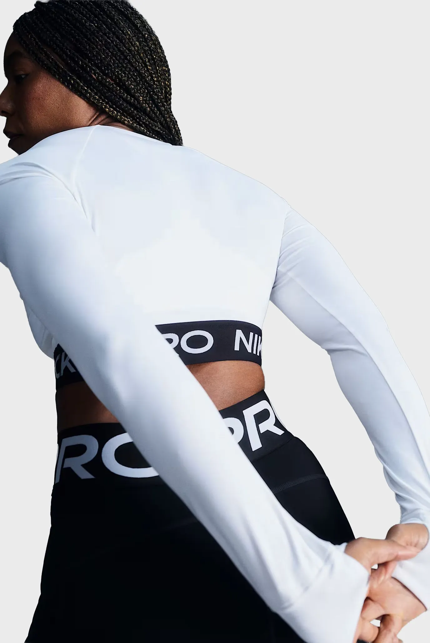 Женский белый топ NIKE PRO DF 365 CROP LS 3