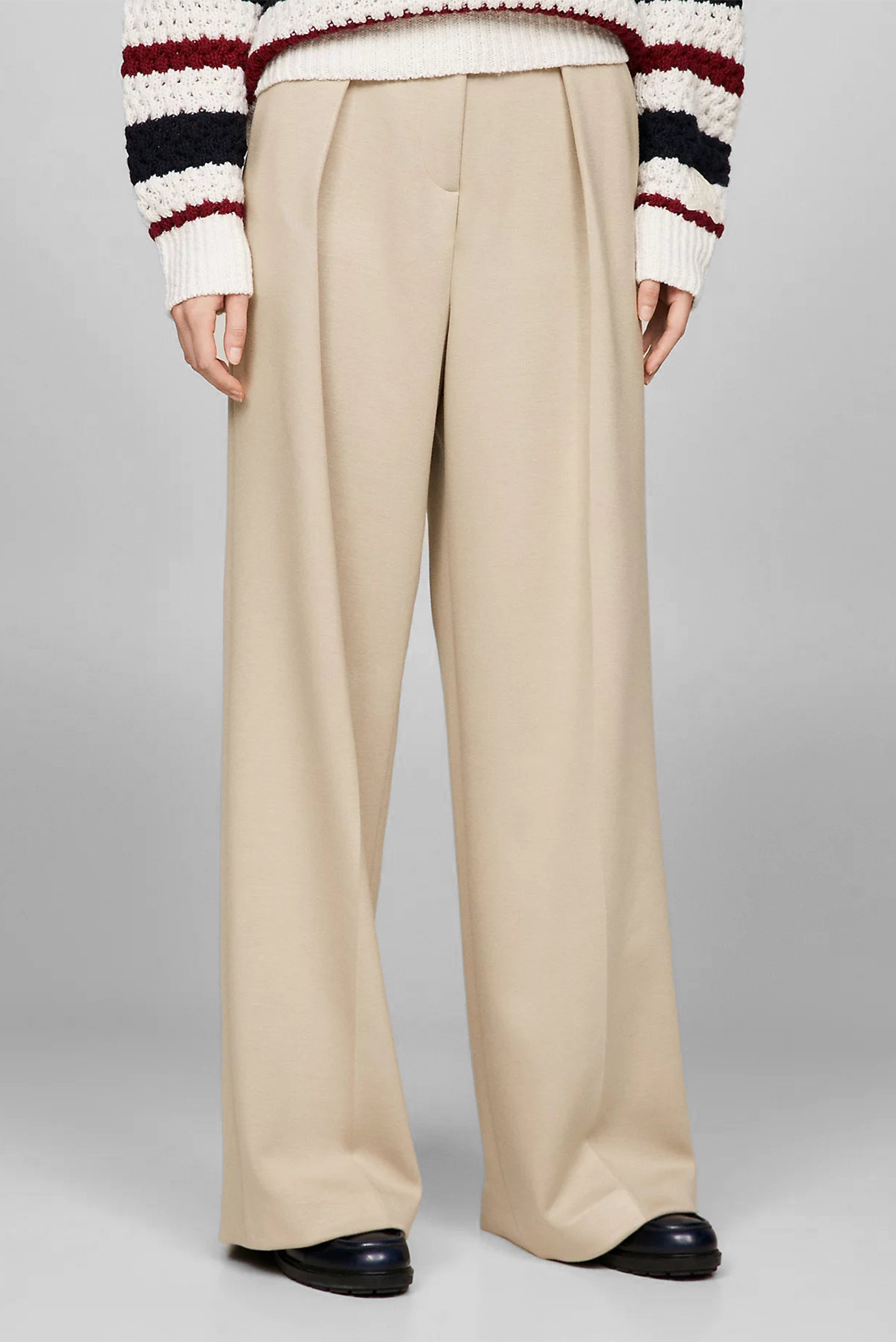 Женские бежевые брюки THC JERSEY WIDE LEG Бежевый S Tommy Hilfiger WW0WW39455 Женские бежевые брюки THC JERSEY WIDE LEG Бежевый S Tommy Hilfiger WW0WW39455