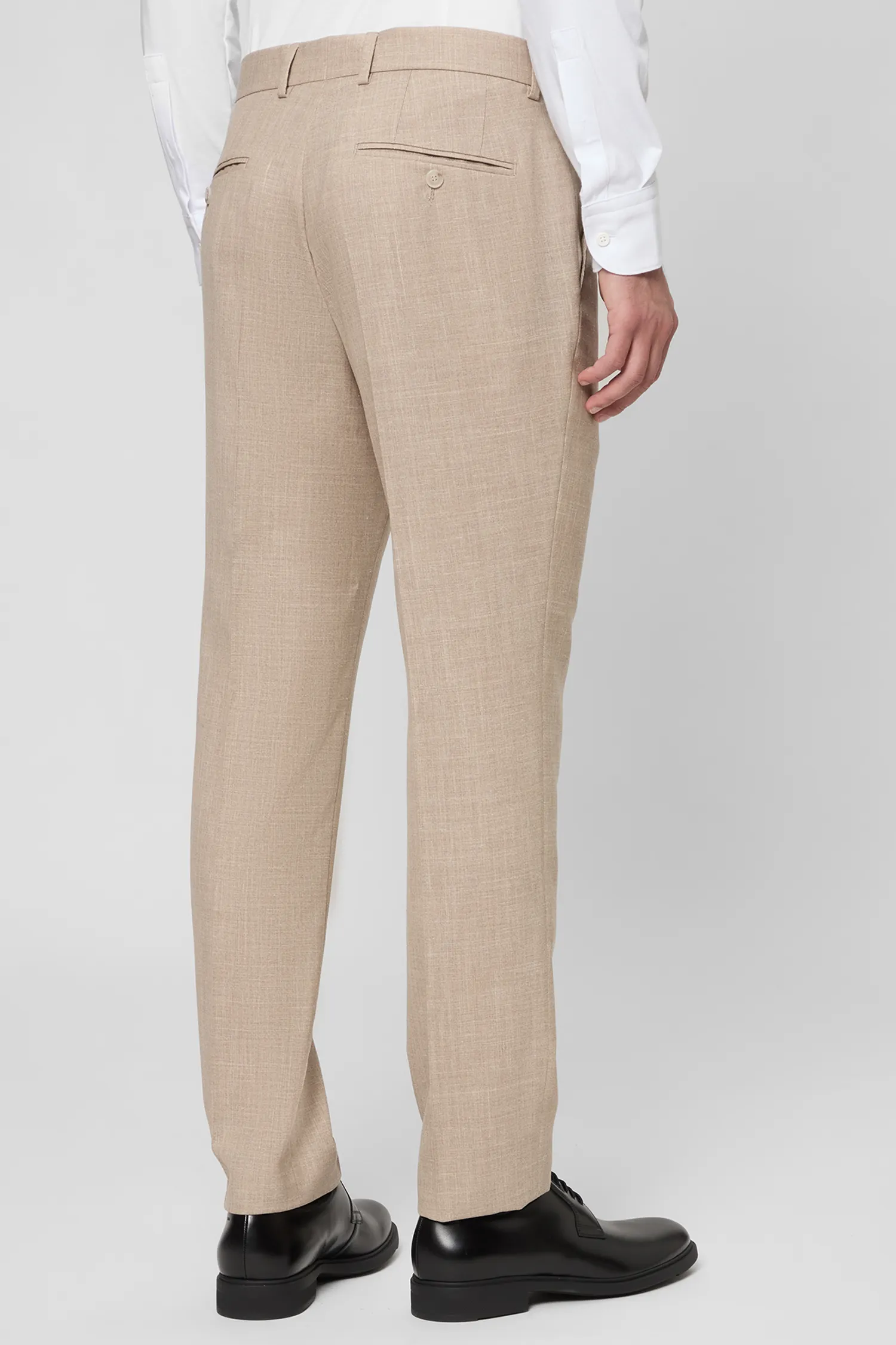 Мужской бежевый шерстяной костюм (пиджак, брюки) 5