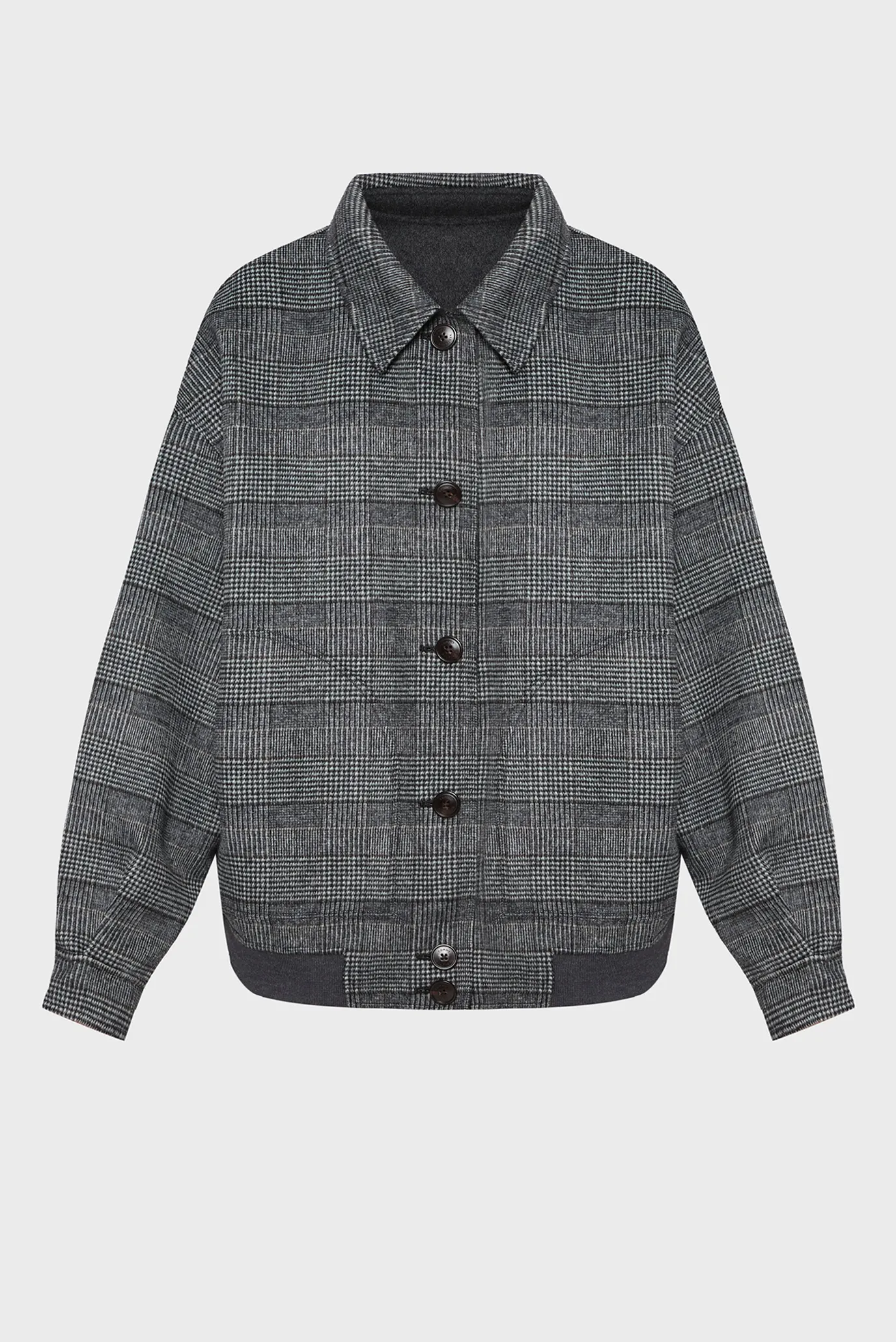 Жіноче сіре вовняне двостороннє пальто MD DF WOOL REVERSIBLE CHECK JKT 7