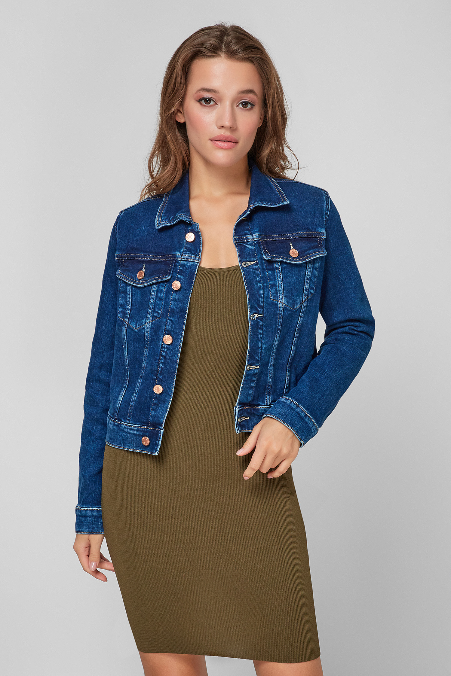 Жіноча темно-синя джинсова куртка 1