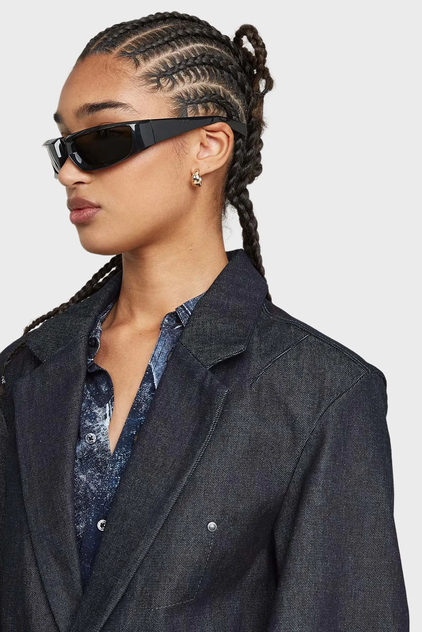 Женский темно-синий джинсовый жакет Oversized 4