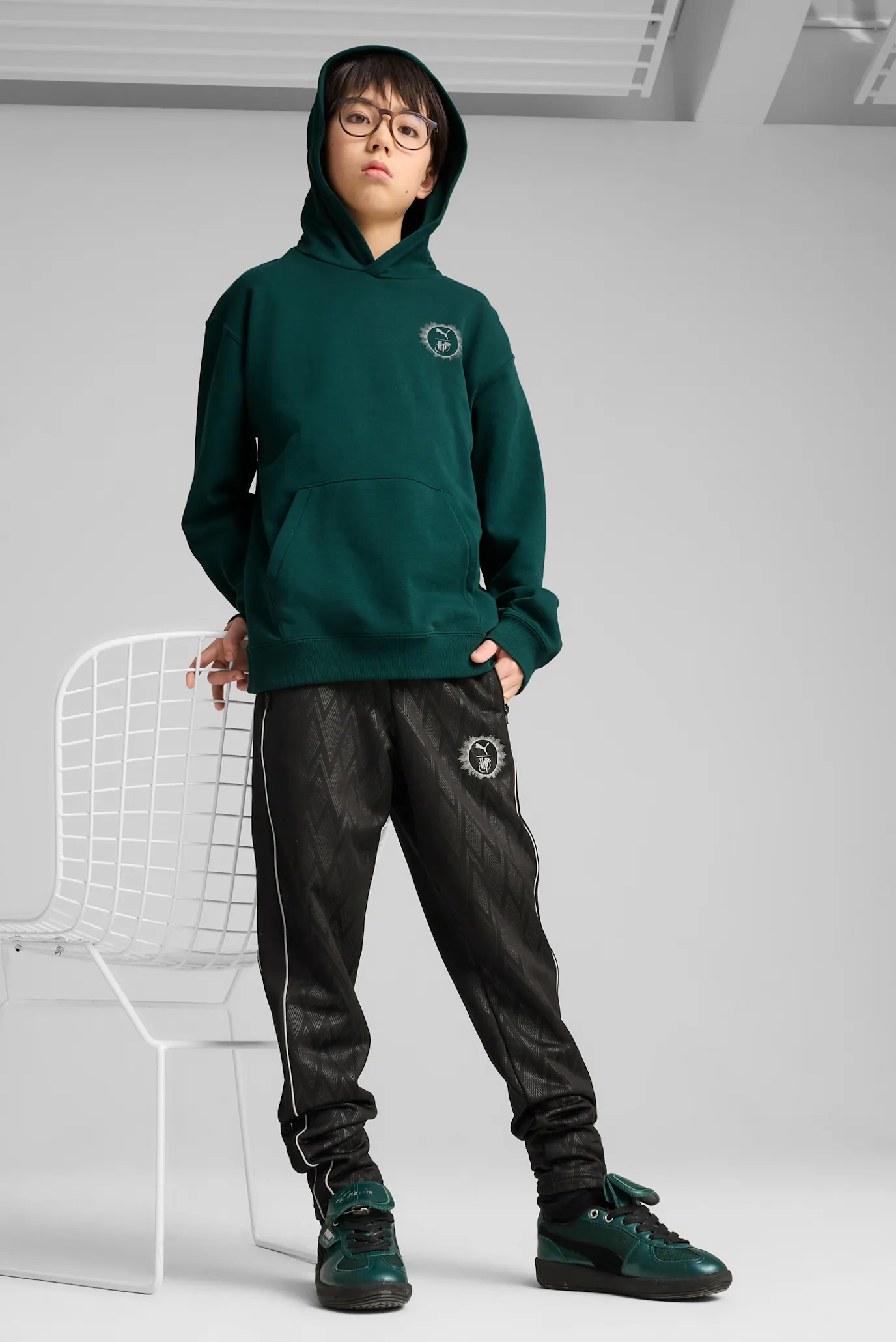 Детское зеленое худи PUMA x HARRY POTTER Relaxed Graphic Hoodie Youth 2