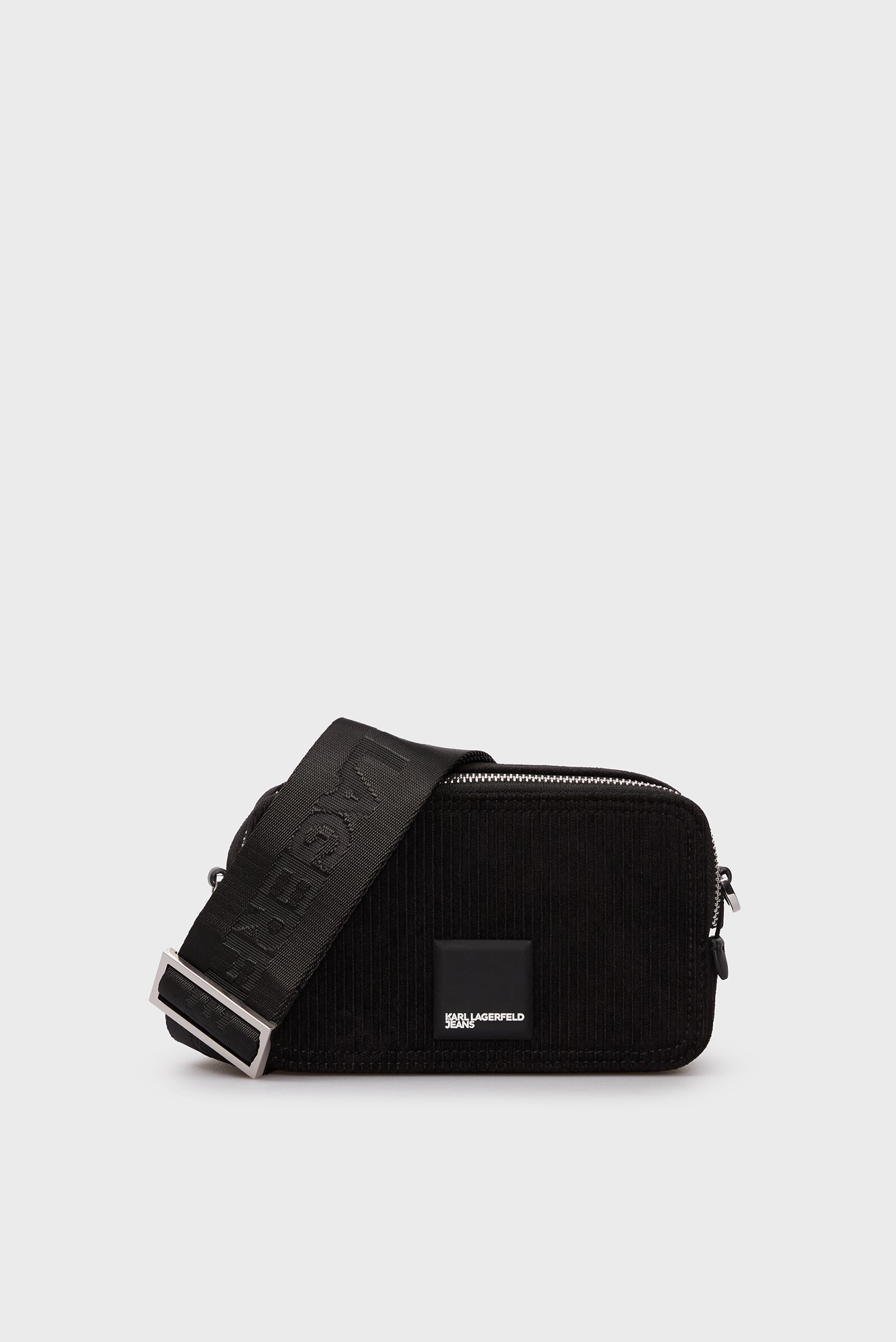 Чоловіча чорна вельветова сумка box logo camera bag 1