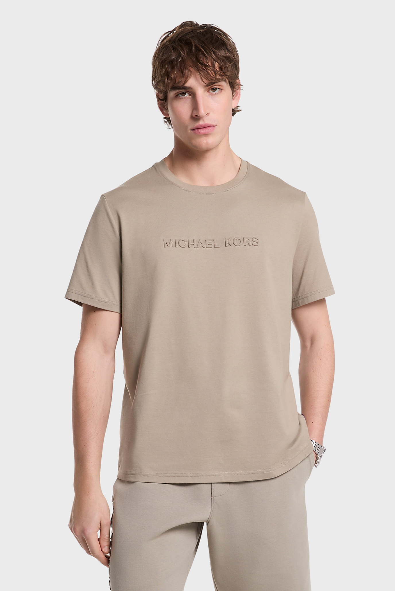 Мужская бежевая футболка EMBOSSED LOGO TEE Бежевый XL Michael Kors CF4529H1V2 Мужская бежевая футболка EMBOSSED LOGO TEE Бежевый XL Michael Kors CF4529H1V2