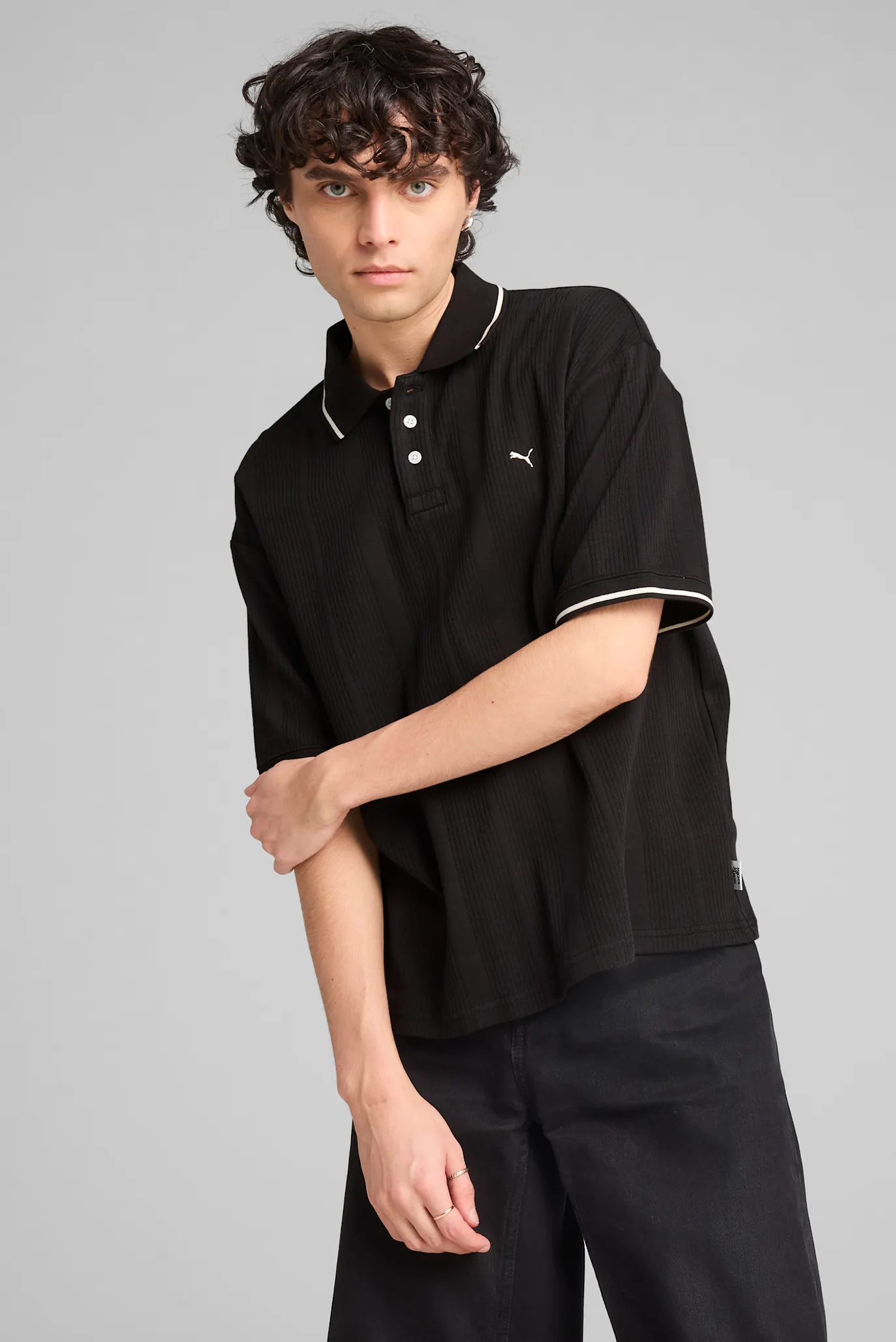 Чоловіче чорне поло у смужку MMQ Polo Men 1