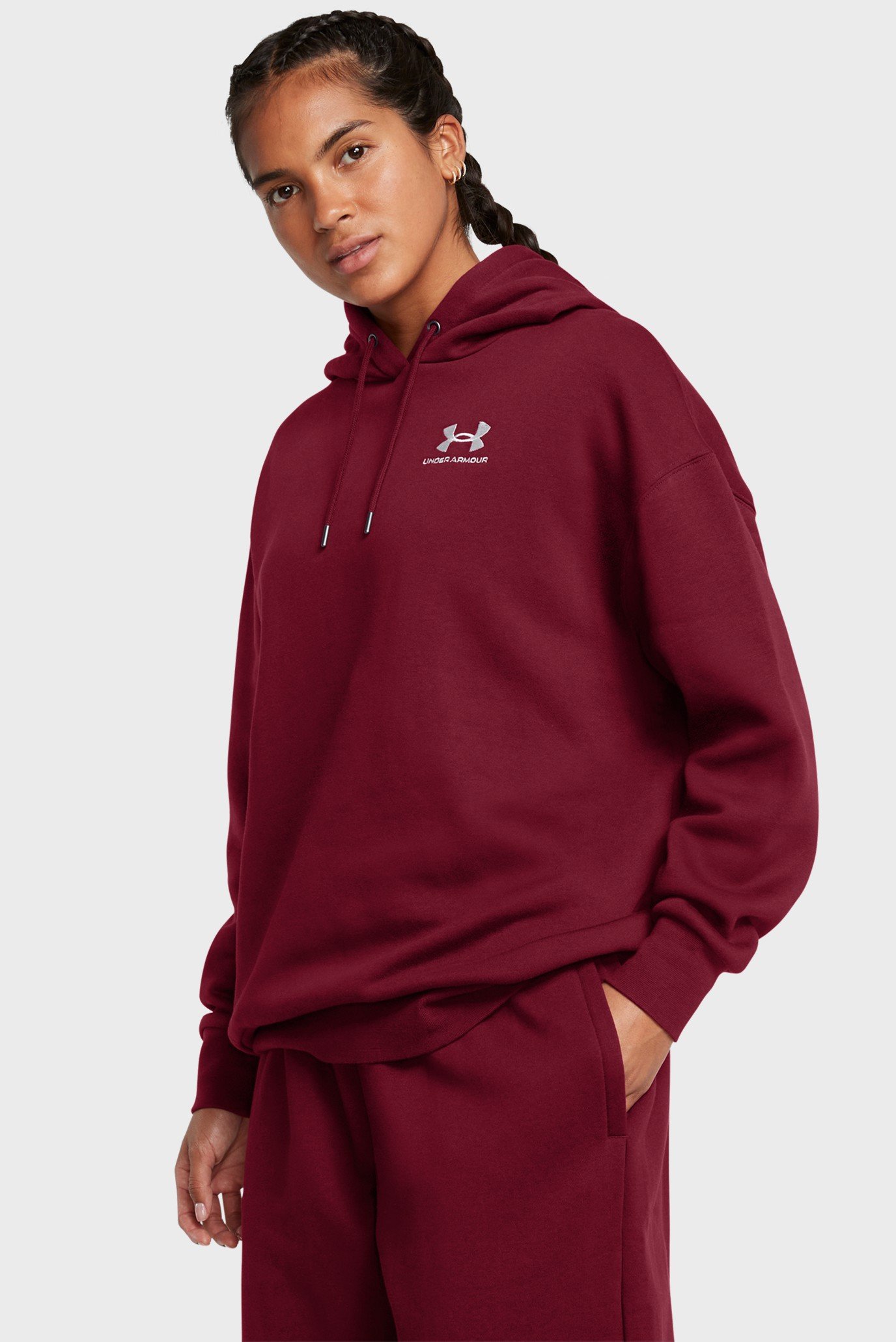 Женское бордовое худи Essential Flc OS Hoodie 1