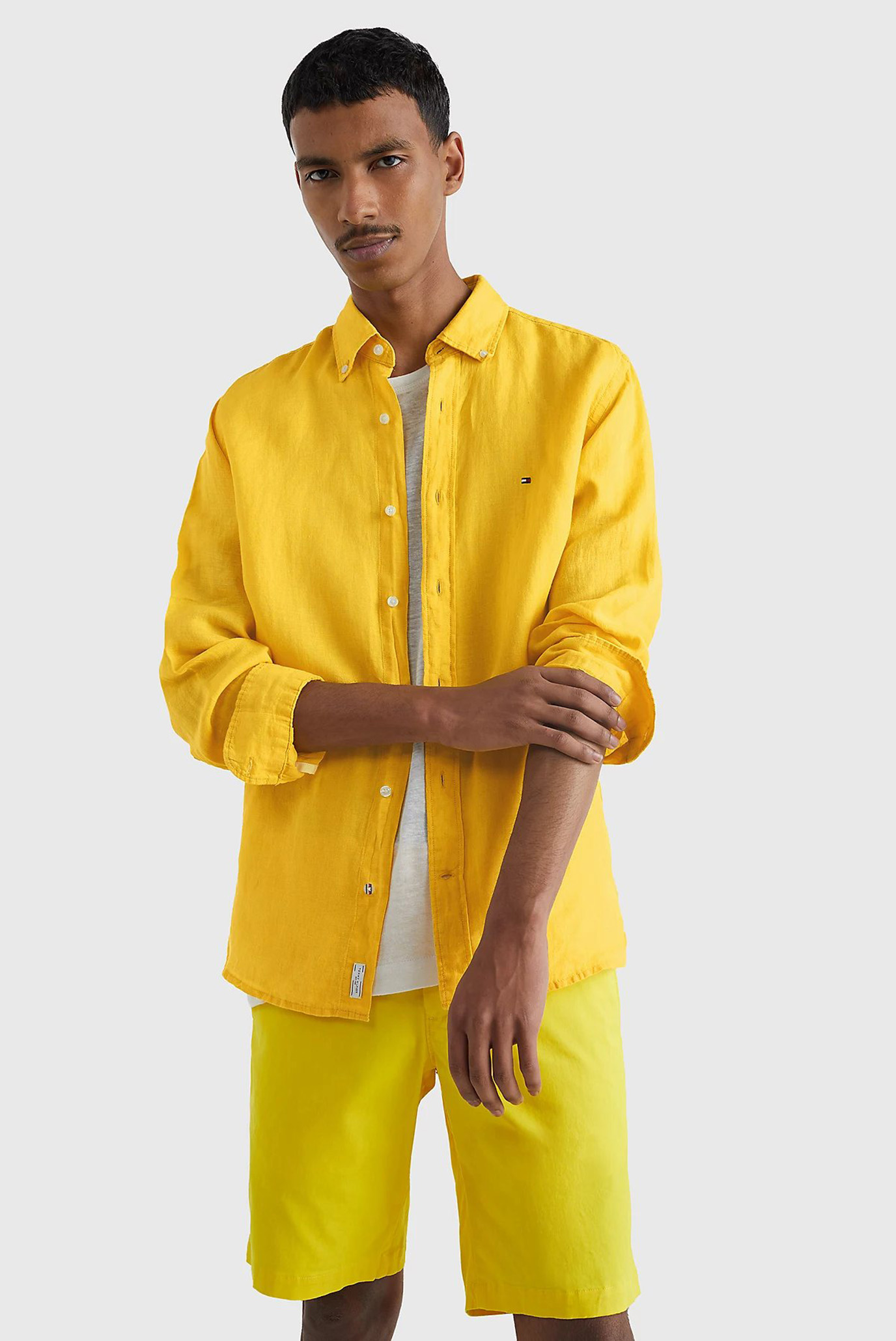 Мужская желтая льняная рубашка PIGMENT DYED LI SOLID RF 1