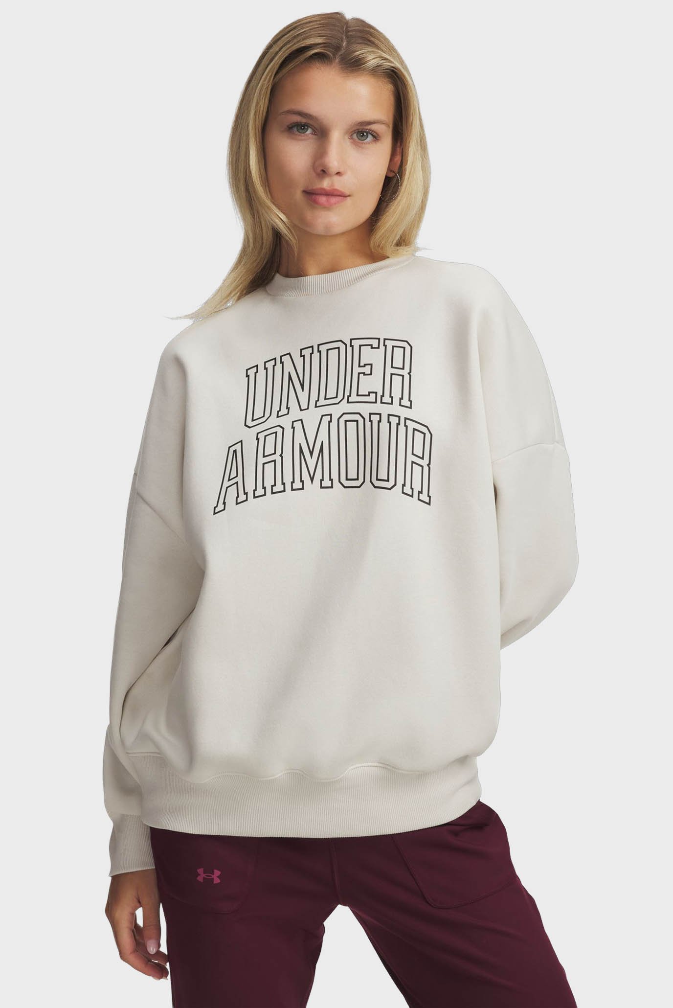 Женский белый свитшот Rival Flc OS Varsity Crew Белый XS Under Armour 6007880-110 Женский белый свитшот Rival Flc OS Varsity Crew Белый XS Under Armour 6007880-110