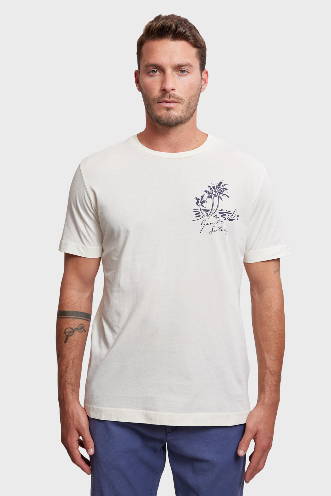 Мужская белая футболка SUNFADED PRINTED T-SHIRT Белый XXL Gant 2003322 Мужская белая футболка SUNFADED PRINTED T-SHIRT Белый XXL Gant 2003322