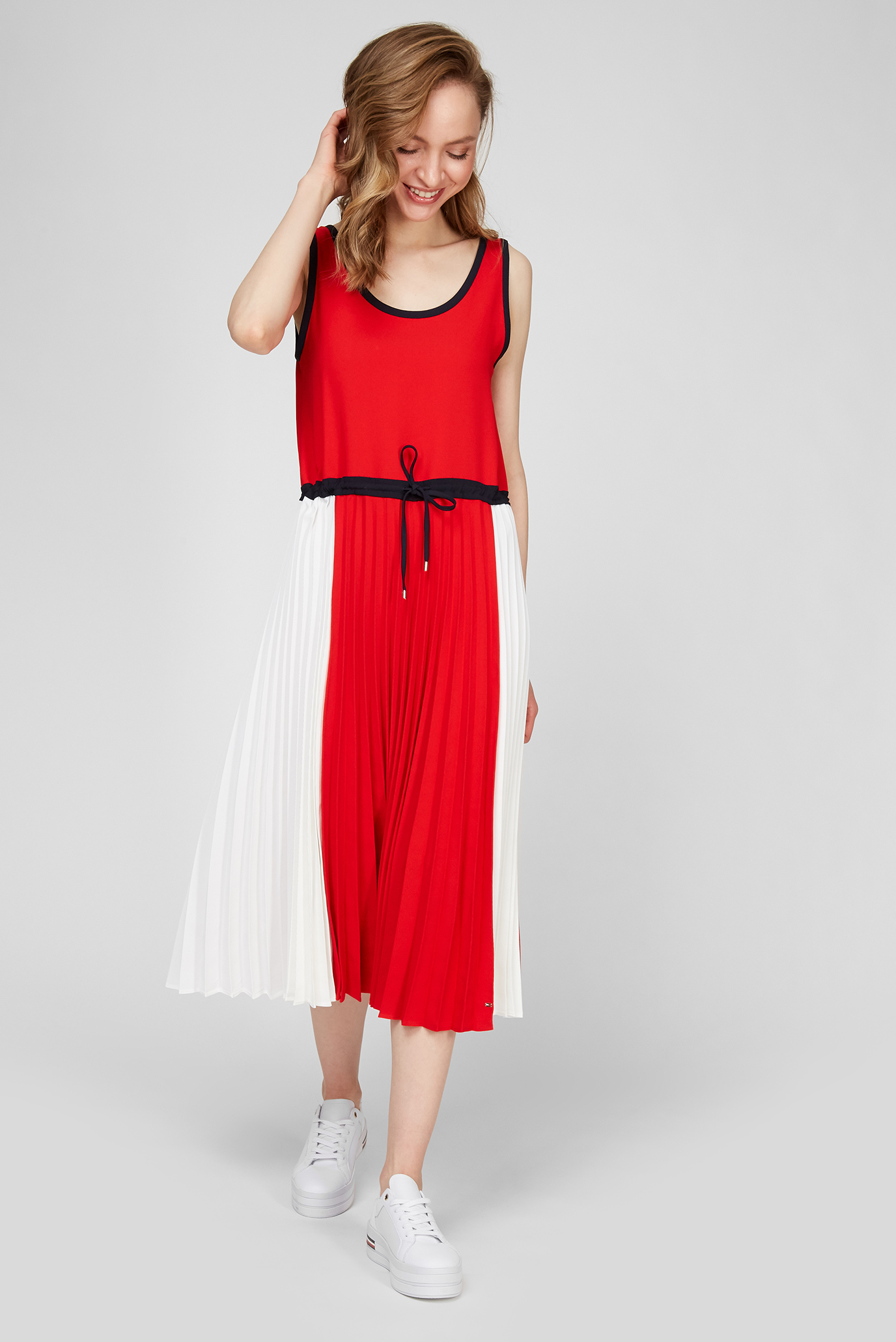 Женское красное платье TWILL F&F PLEATED MIDI DRESS NS 1