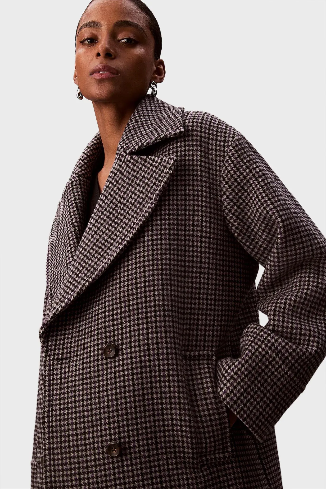 Жіноче сіре вовняне пальто з візерунком Pea 3