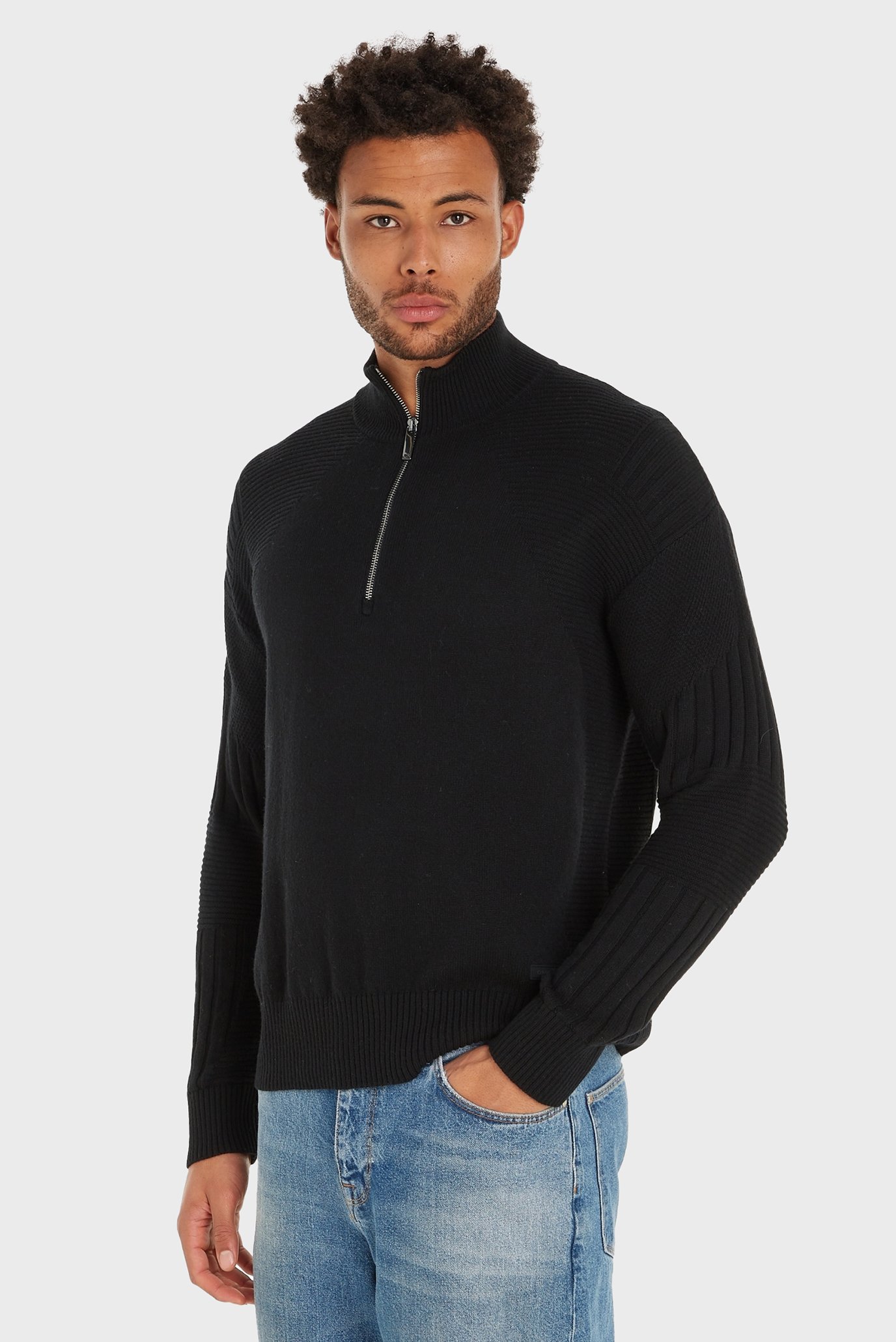 Чоловіча чорна кофта ENIGINERED RIB QUARTER ZIP 1