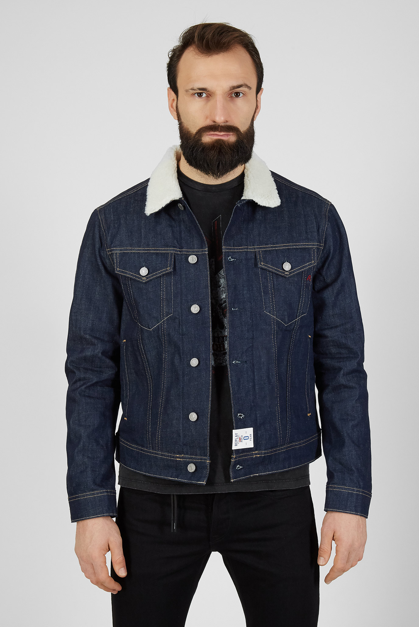 Чоловіча темно-синя джинсова куртка 1