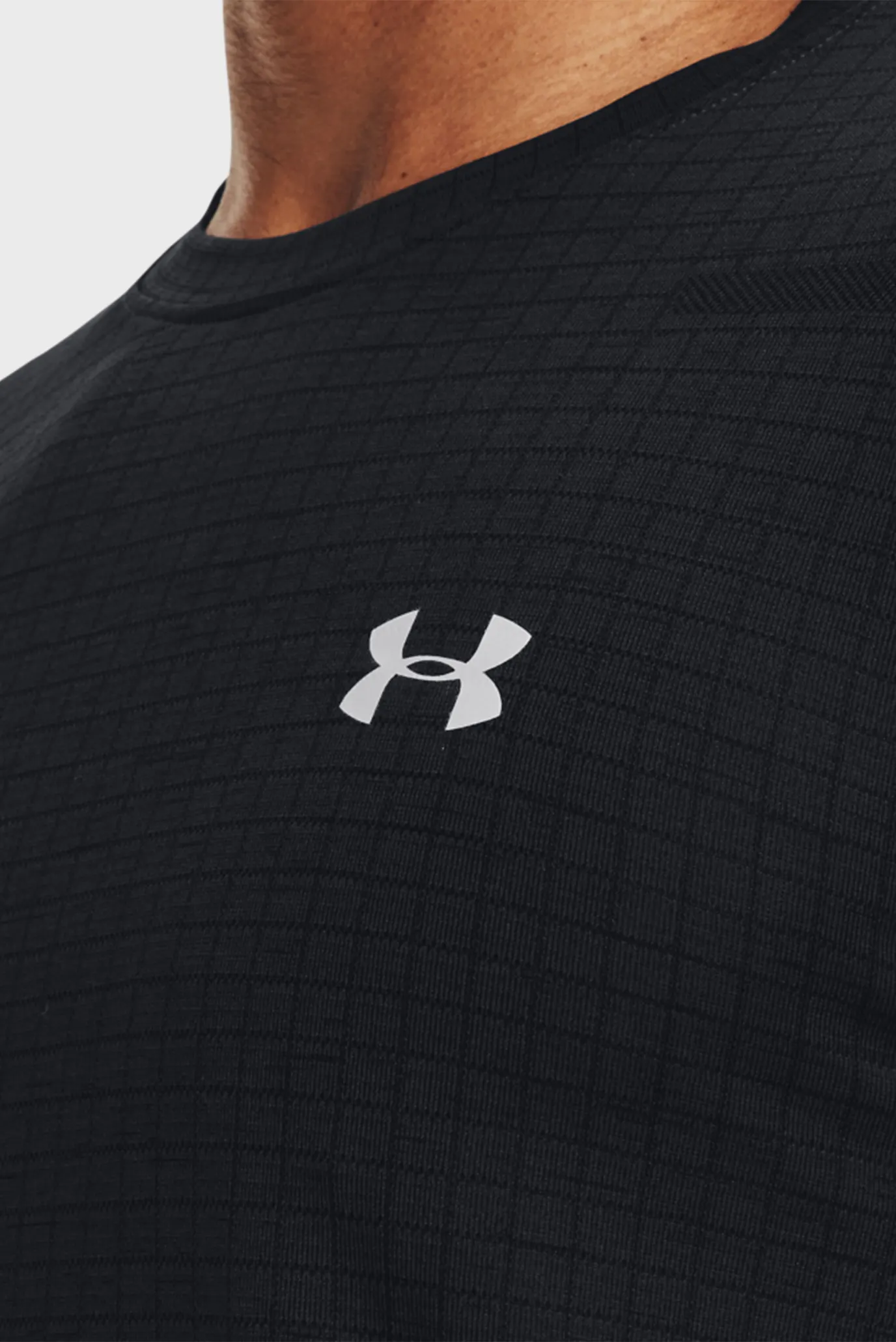 Чоловіча чорна картата футболка UA Seamless Grid SS 4