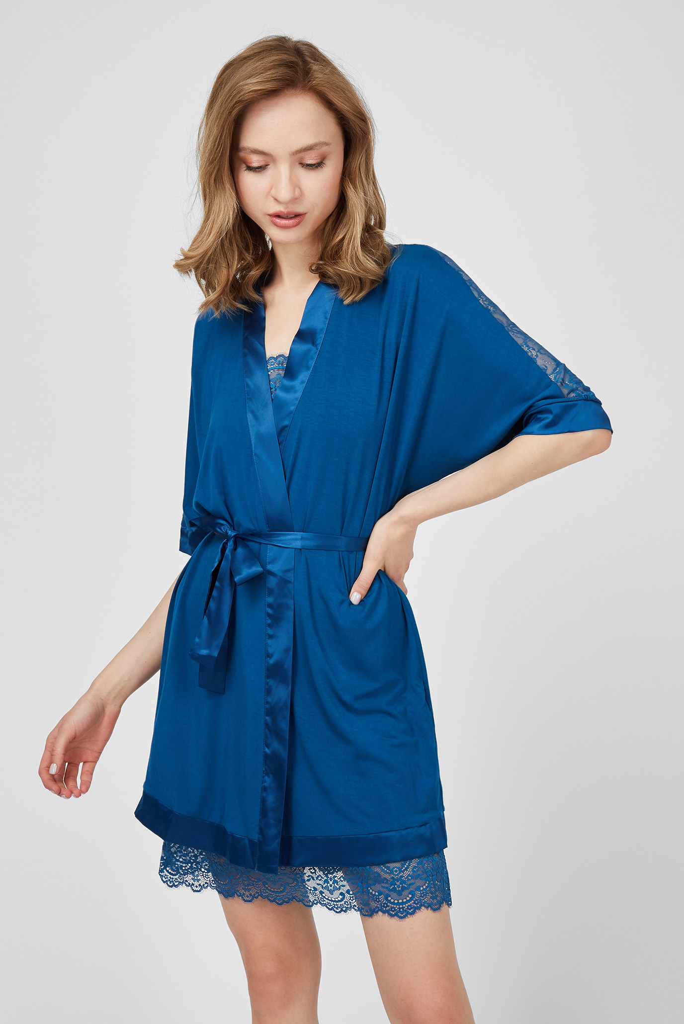 Женский синий халат 1