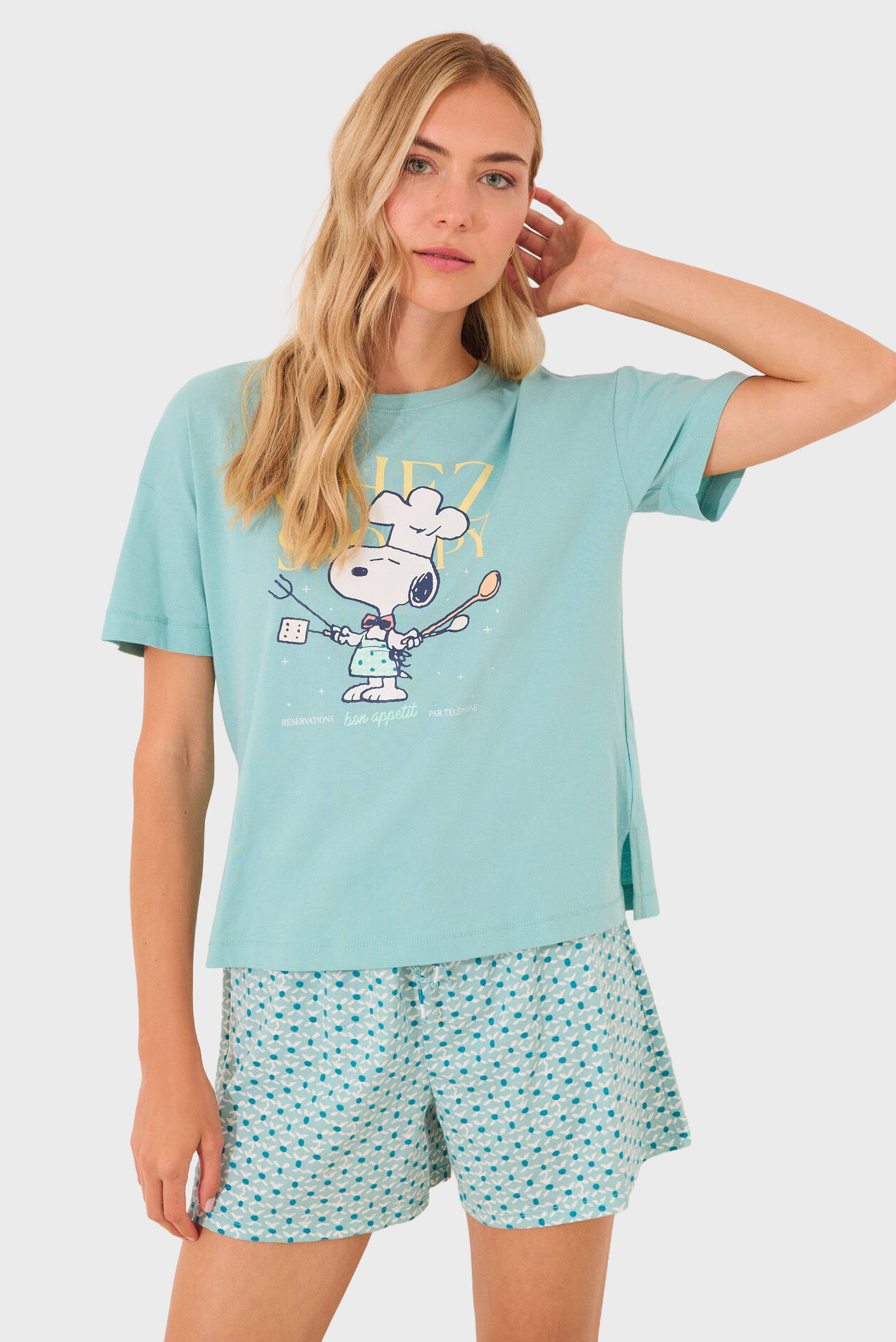 Женская мятная пижама с узором (футболка, шорты) Snoopy Ментоловый L womensecret 3132115 Женская мятная пижама с узором (футболка, шорты) Snoopy Ментоловый L womensecret 3132115