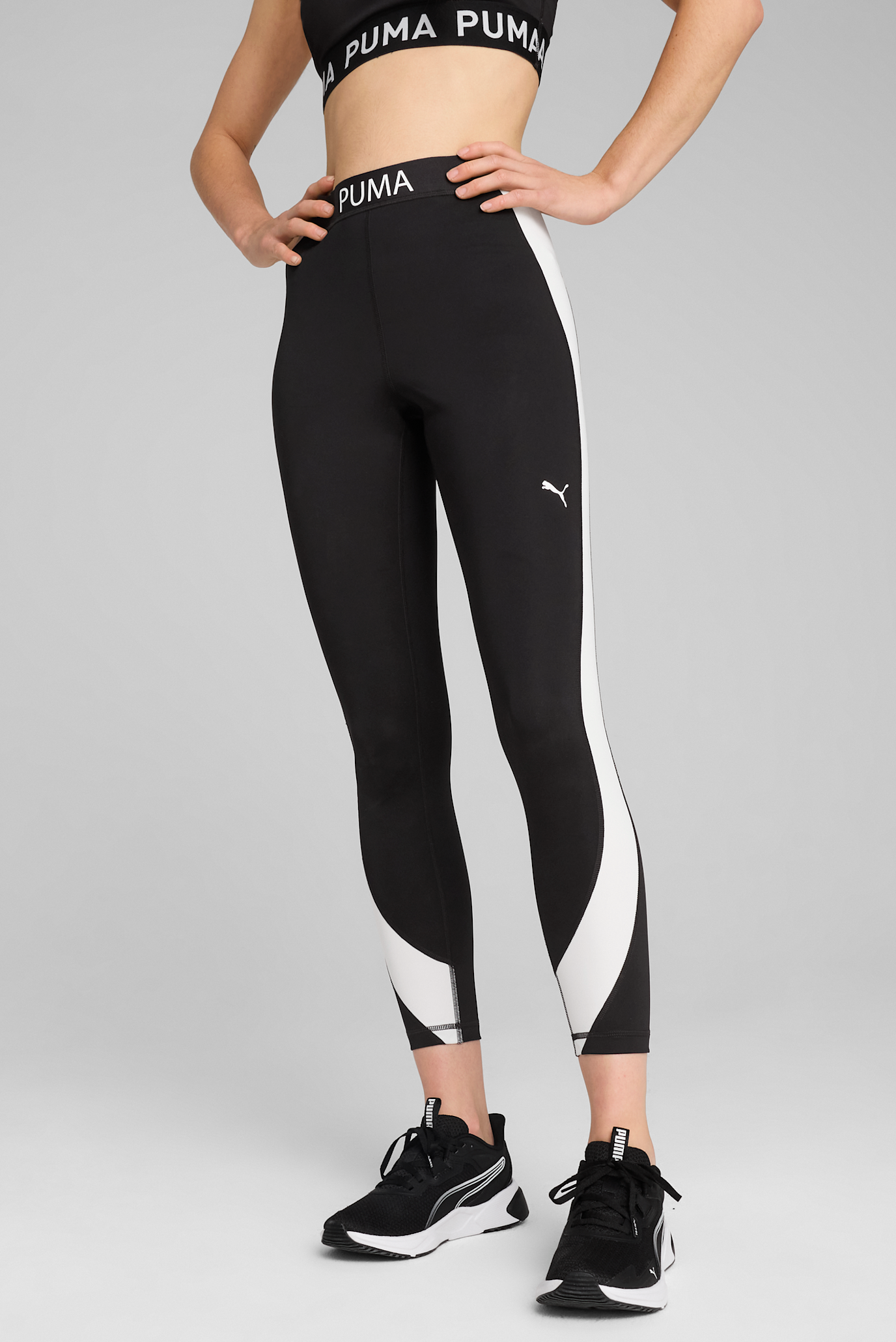 Жіночі чорні тайтси PUMA STRONG High-Waisted 7/8 Colour Block Tights Women 1