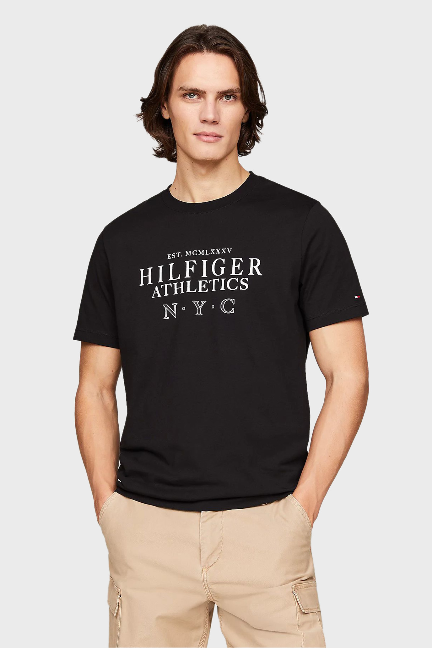Мужская черная футболка HILFIGER ATH STACK TEE 1