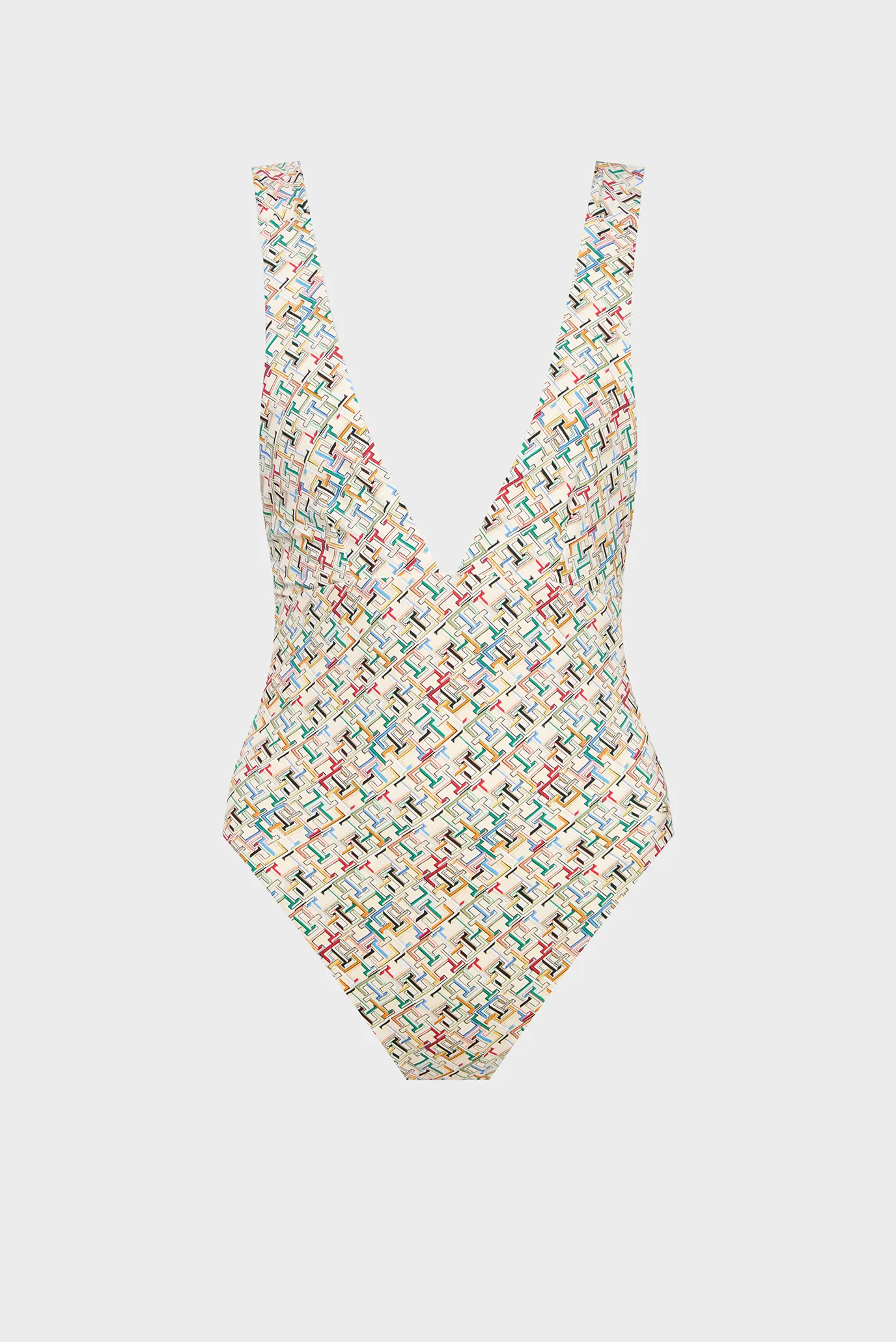 Женский бежевый купальник с узором 5