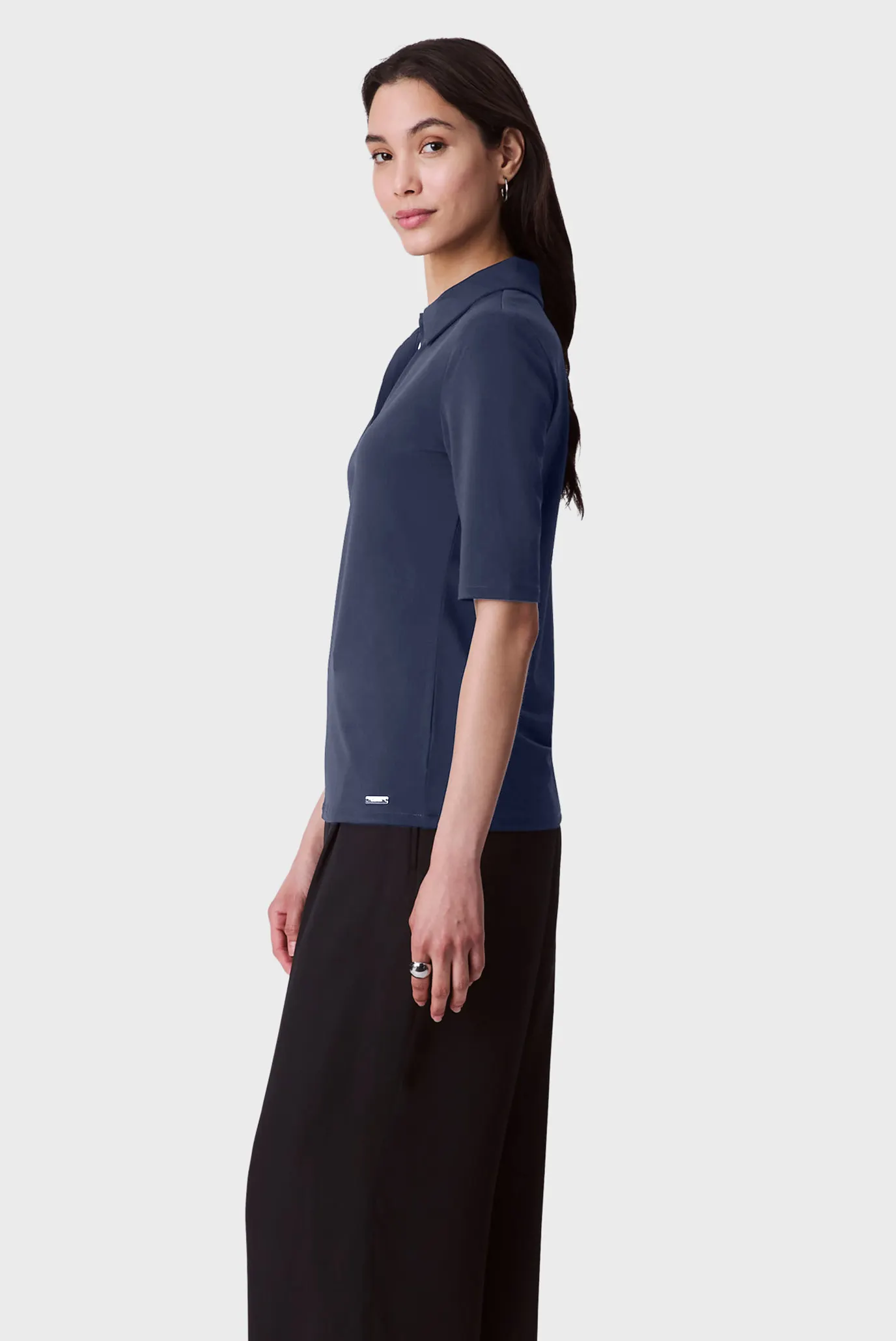 Жіноче темно-синє поло CREPE JERSEY 3