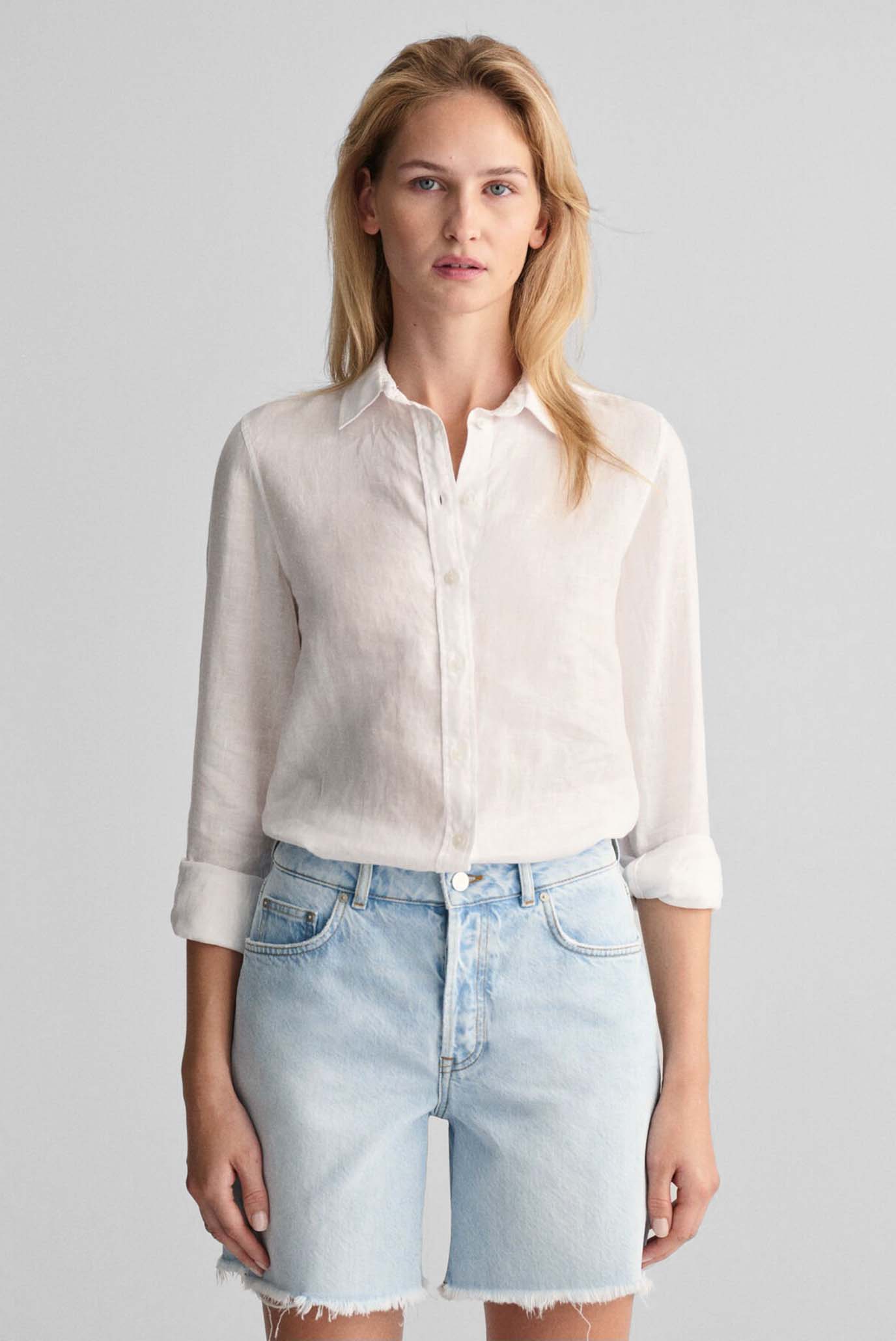 Женская белая льняная рубашка REG LINEN CHAMBRAY 1
