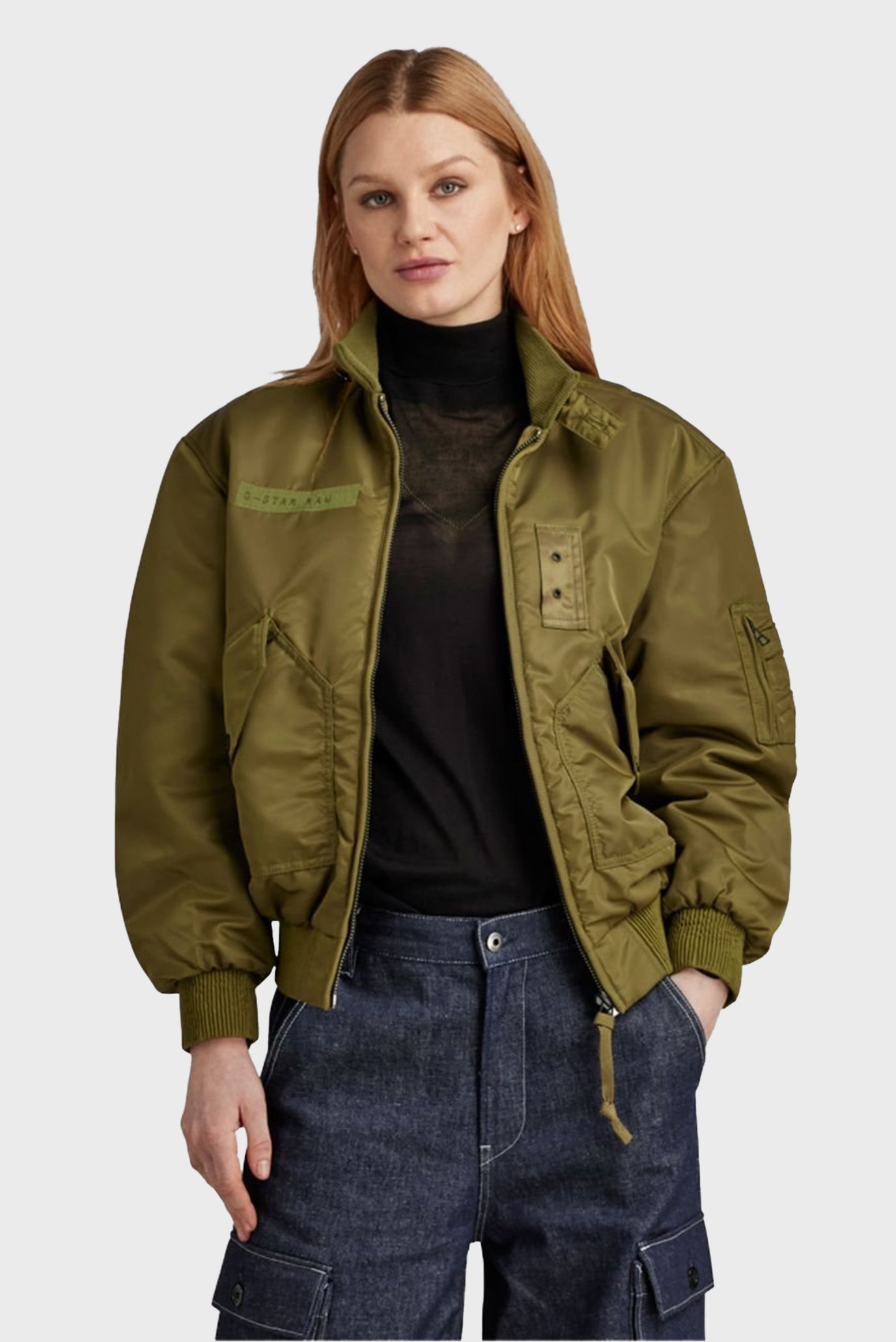Женская зеленая куртка Nylon Bomber 1