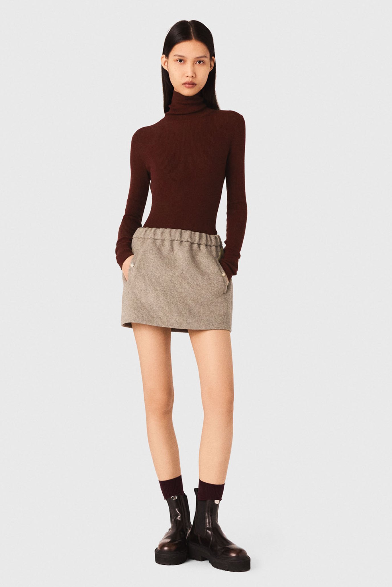 Женский бордовый гольф Бордовый 40 MAJE MFPPU00920_Burgundy Женский бордовый гольф Бордовый 40 MAJE MFPPU00920_Burgundy