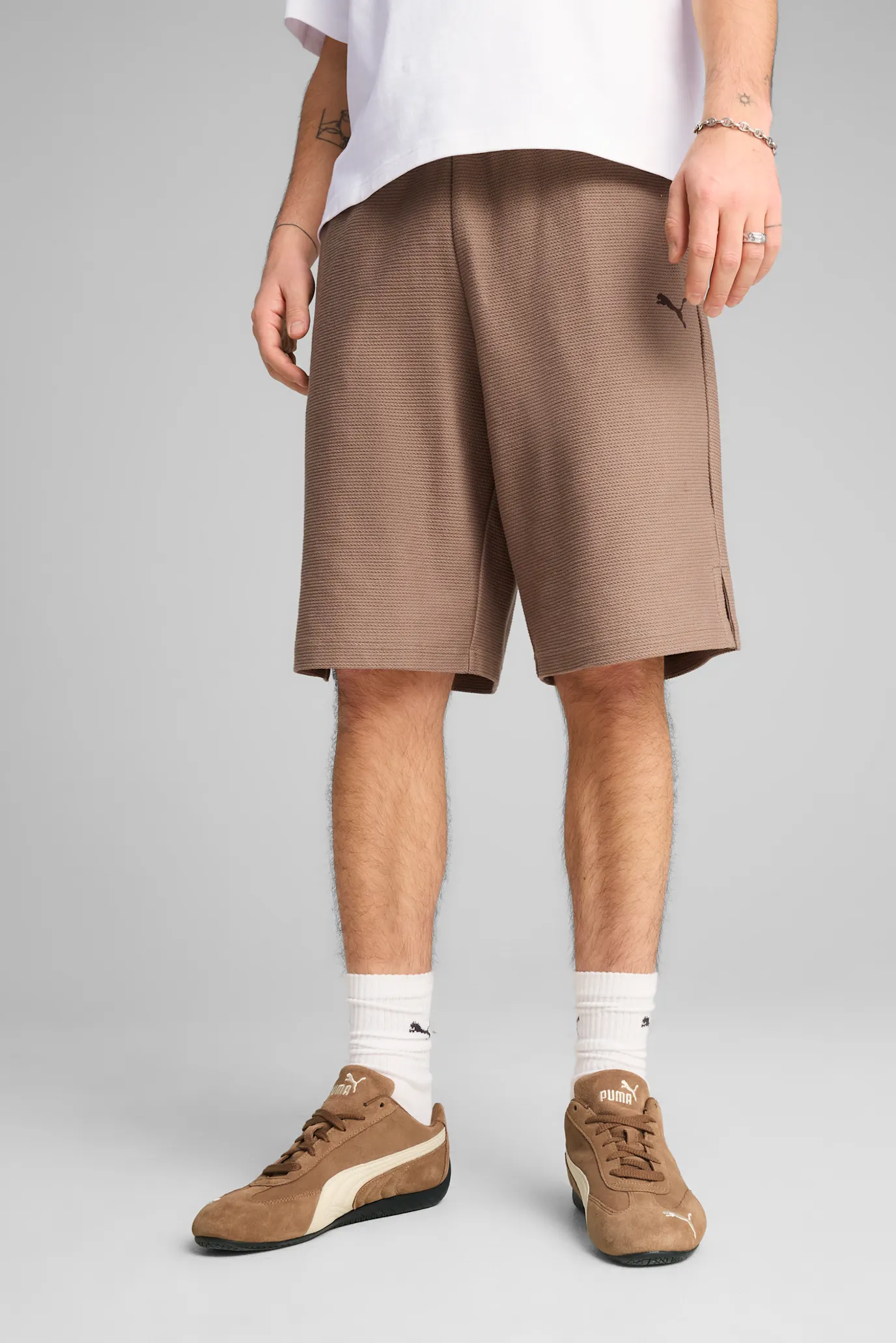 Коричневі шорти PREMIUM ESS Jacquard Long Line Relaxed Shorts 11