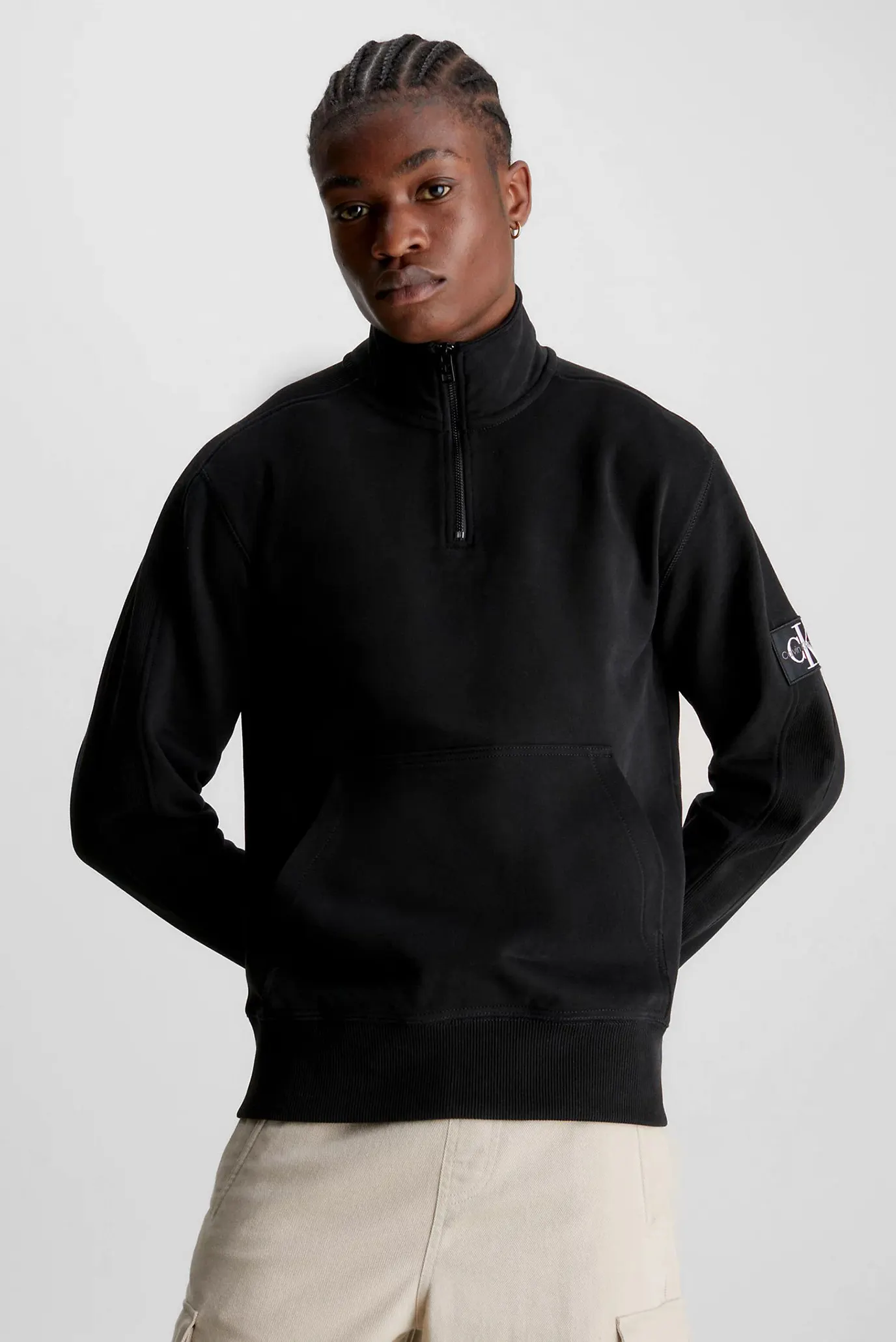 Чоловіча чорна спортивна кофта BADGE HALF ZIP HWK Calvin Klein