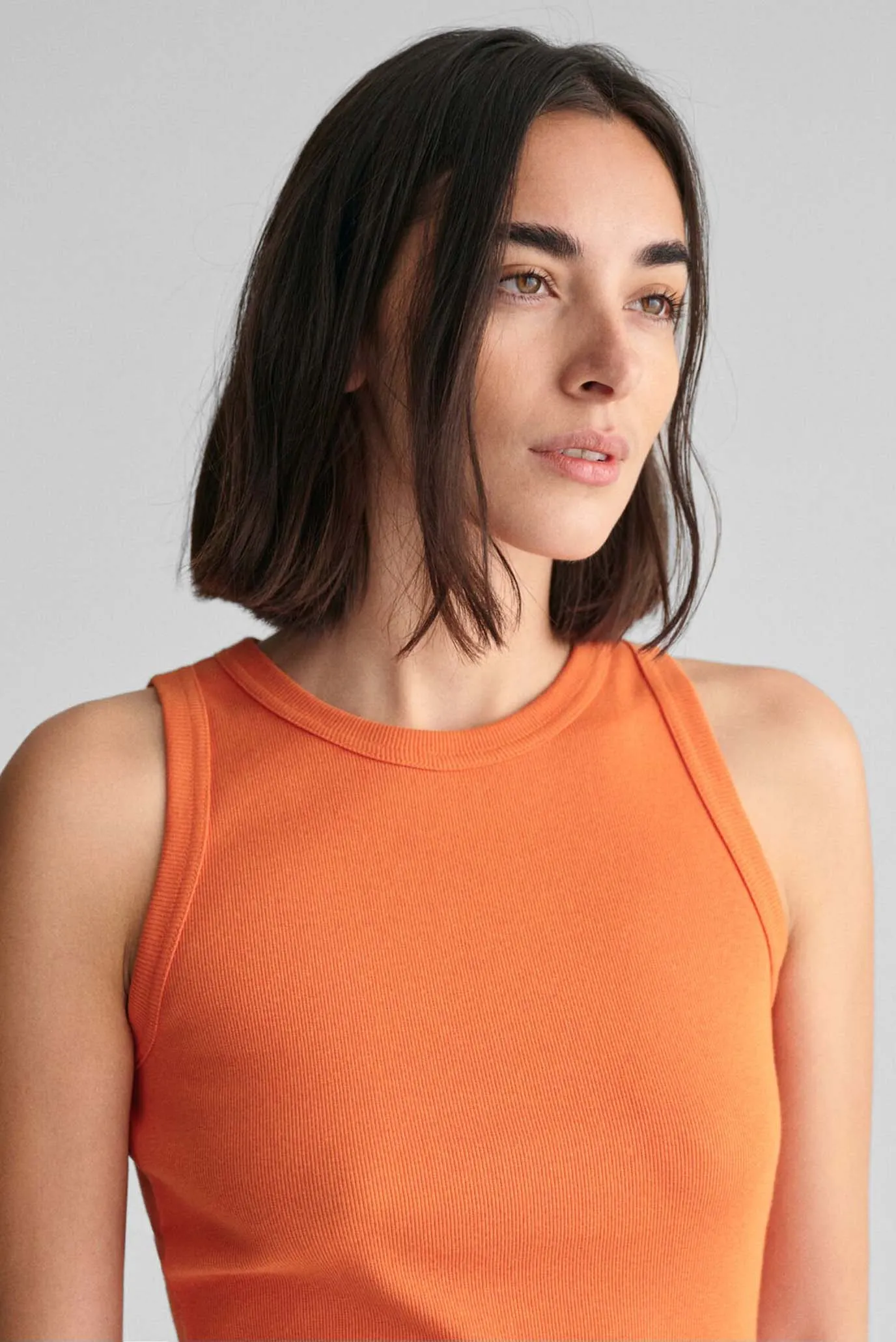 Женская оранжевая майка HIGH NECK RIB 4