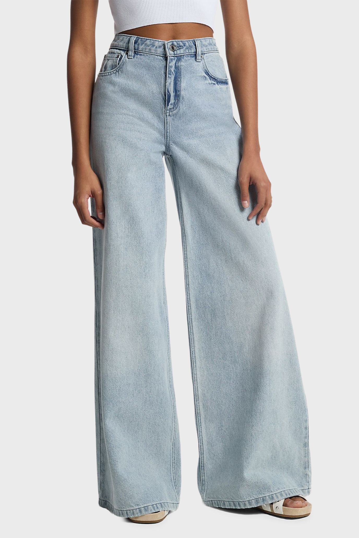 Женские голубые джинсы WIDE LEG Голубой 40 Michael Kors MS59070FAU Женские голубые джинсы WIDE LEG Голубой 40 Michael Kors MS59070FAU