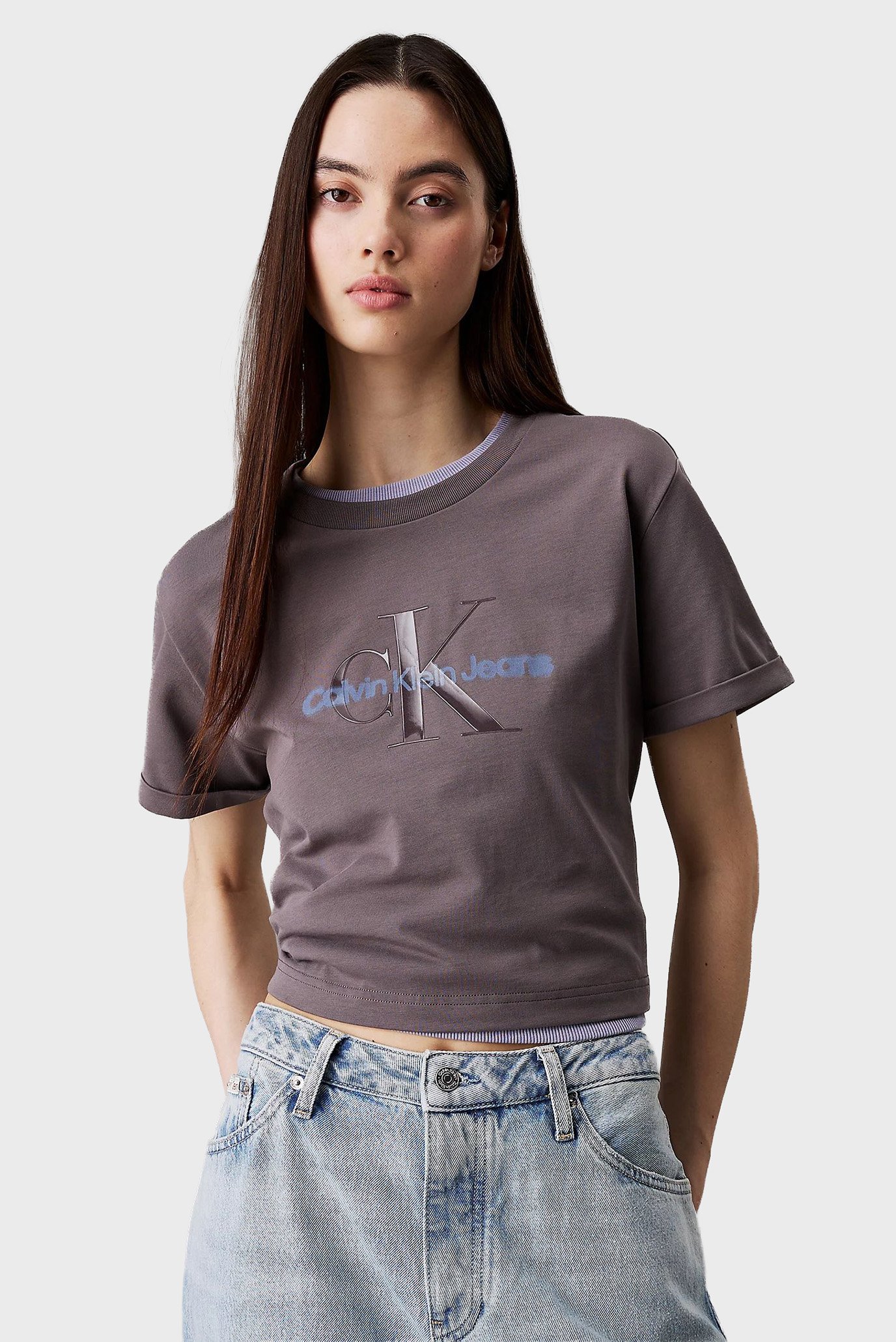 Женская серая футболка CROPPED TEE Серый S Calvin Klein Jeans LV047AB814 Женская серая футболка CROPPED TEE Серый S Calvin Klein Jeans LV047AB814