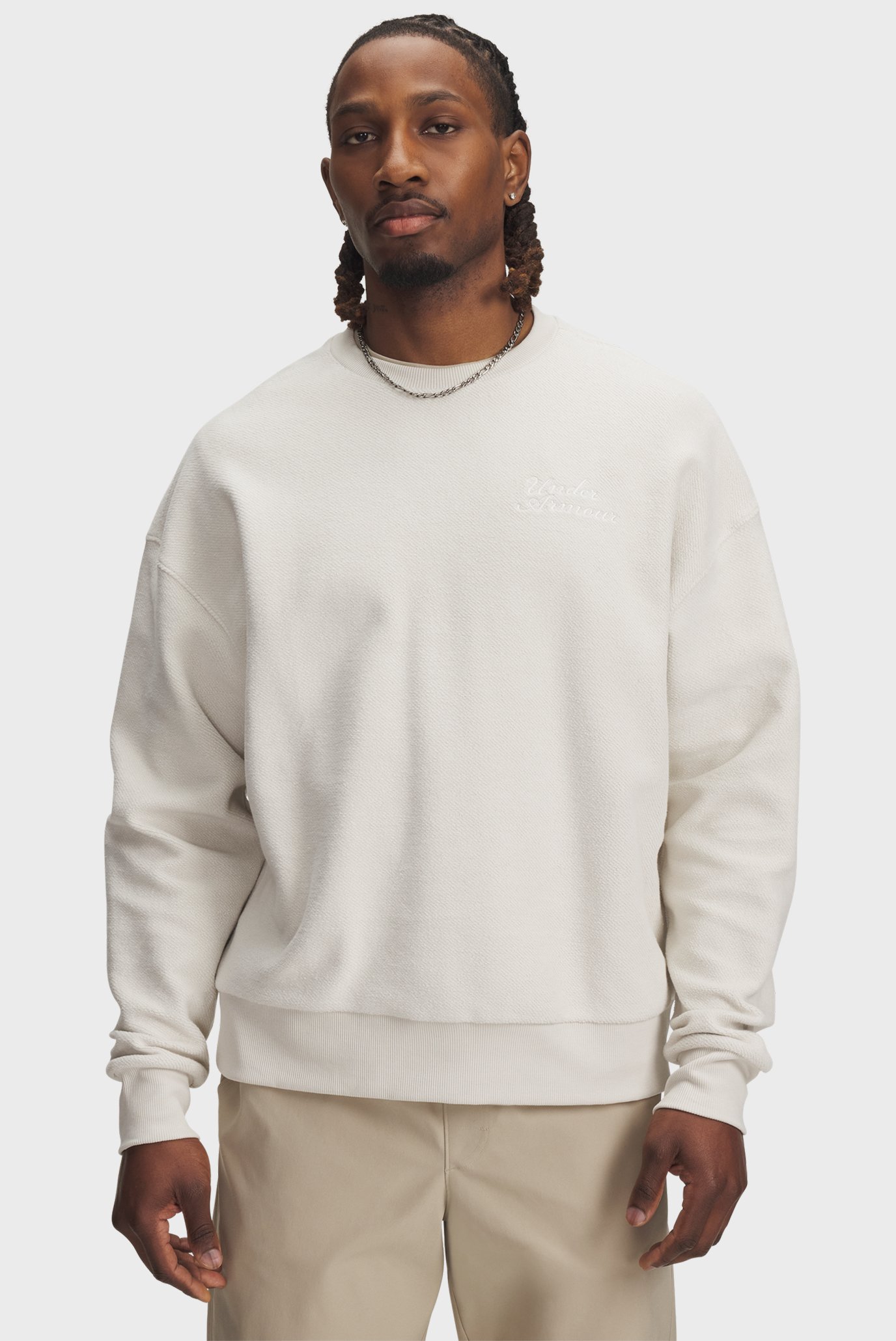 Мужской белый свитшот UA Icon Rev Terry Crew Белый XL Under Armour 6003942-110 Мужской белый свитшот UA Icon Rev Terry Crew Белый XL Under Armour 6003942-110