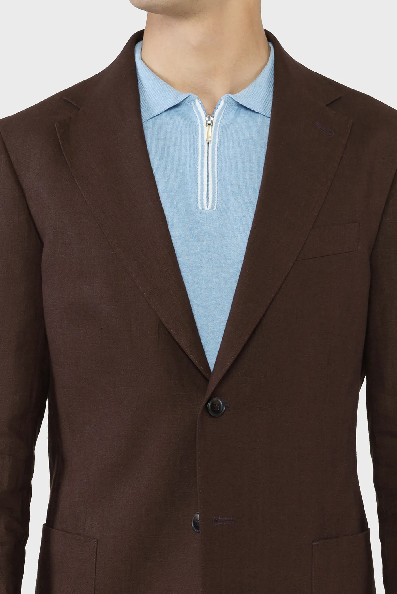 Чоловічий коричневий лляний блейзер 5