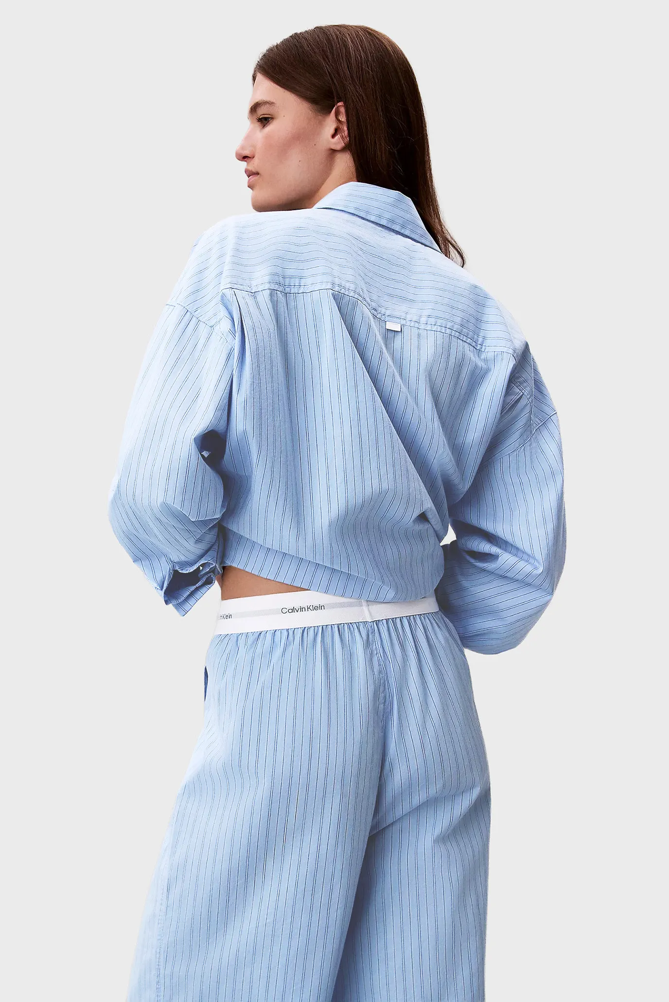 Женские голубые брюки в полоску LOGO WB POPLIN 3