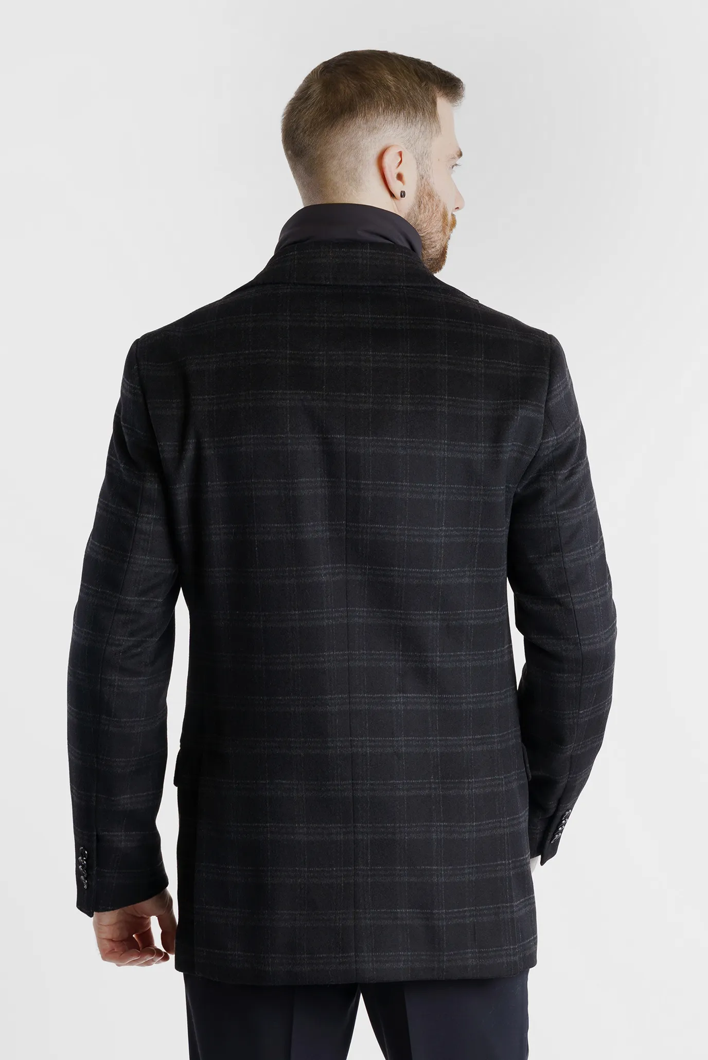Чоловічий чорний картатий вовняний піджак 3