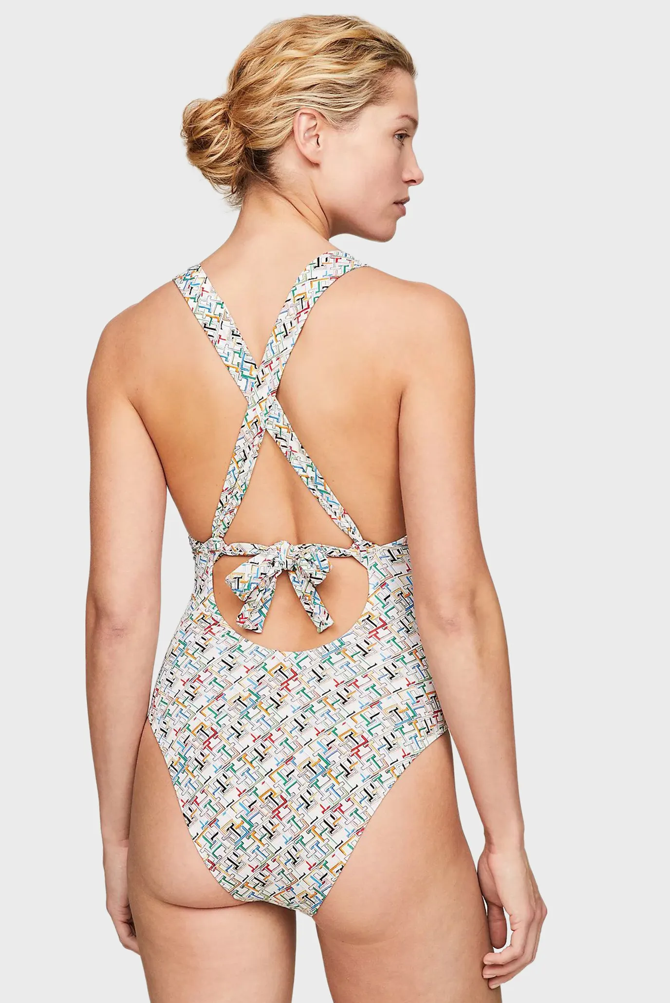 Женский бежевый купальник с узором 3