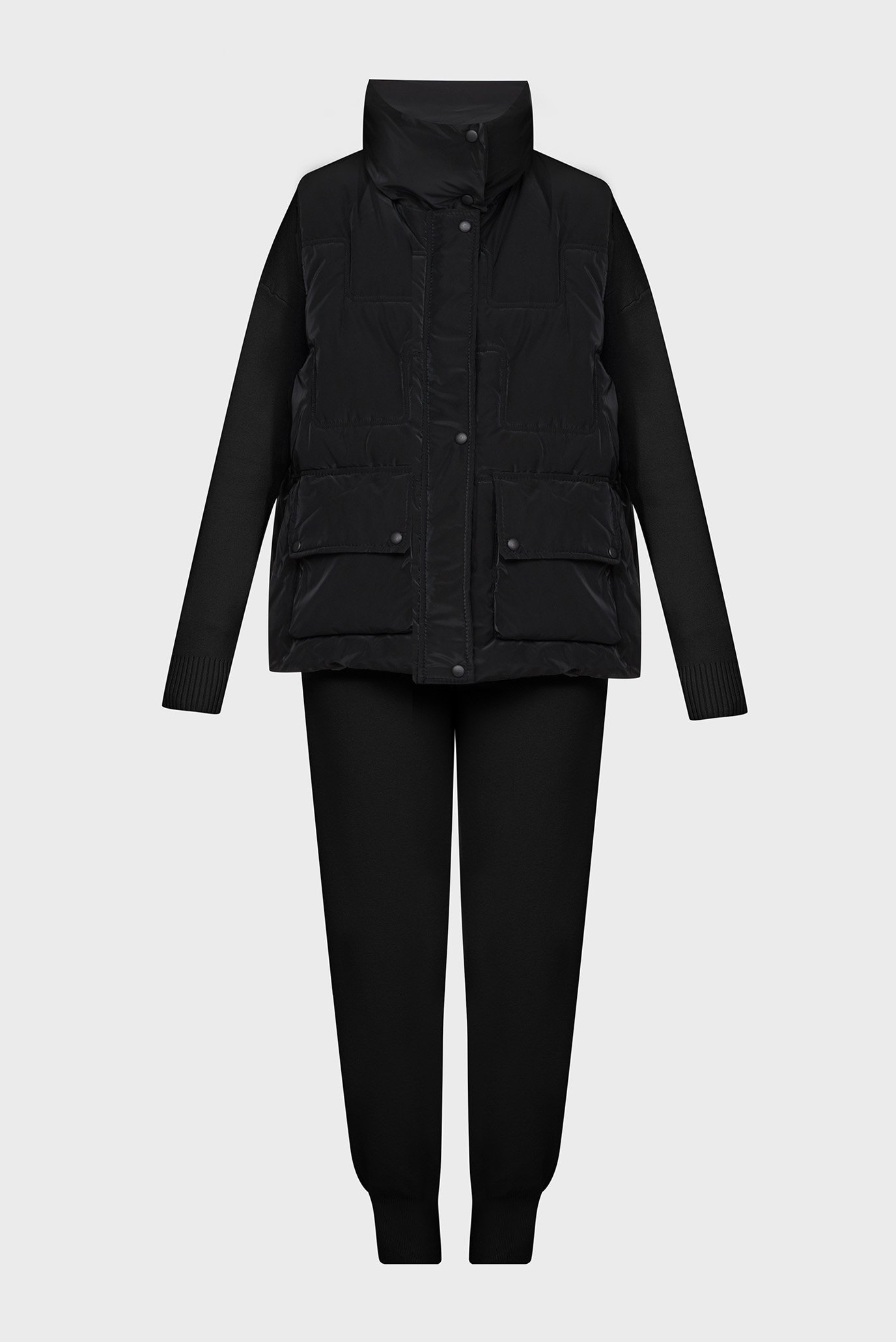 Женский черный комплект одежды (жилет, свитер, брюки) 1