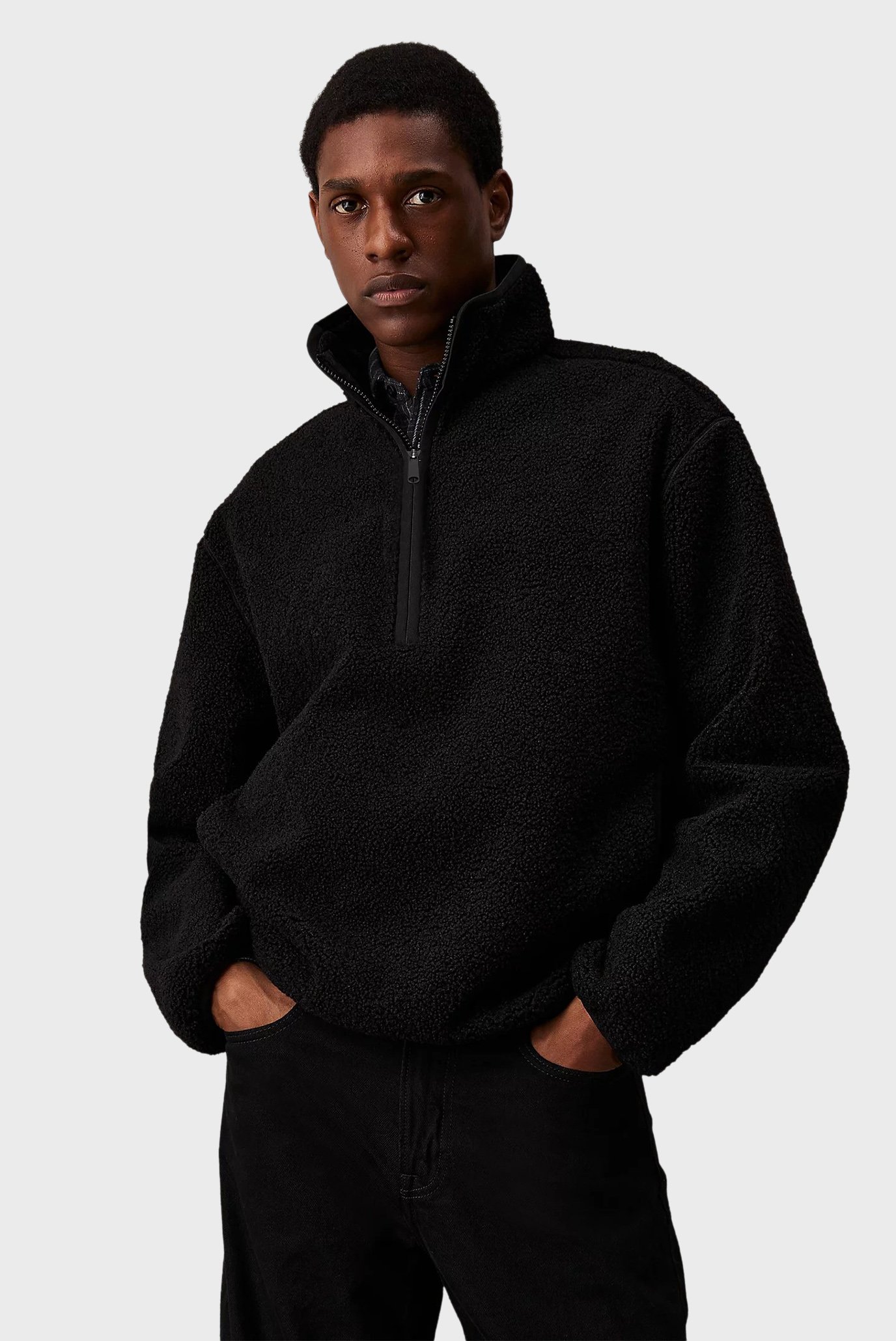 Мужская черная куртка HALF ZIP SHERPA 1