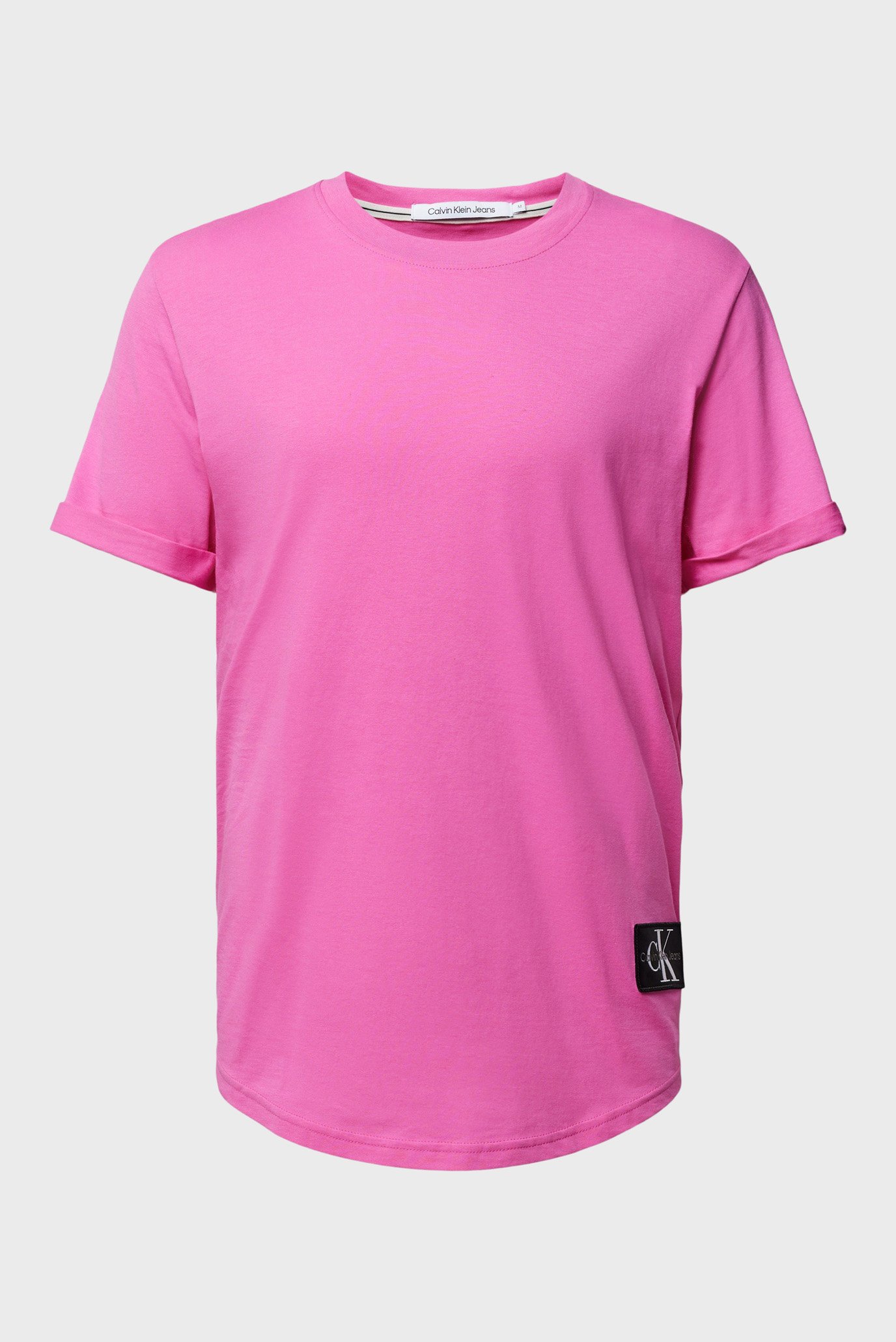 Мужская розовая футболка BADGE TURN UP SLEEVE 1